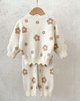 Daisy Knit & Pants Set - Brown & Cream
