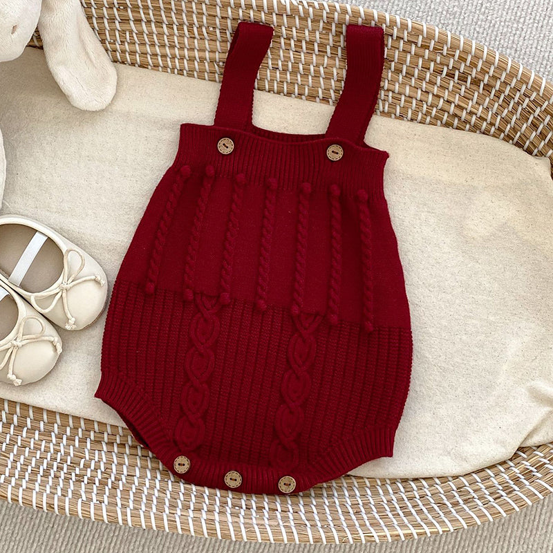 Neutrales Strickset für Mädchen (Rot und Weiß)