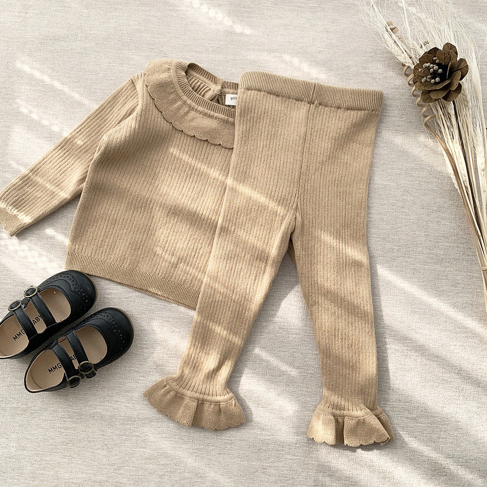 Selena Knit Top & Pants - Beige