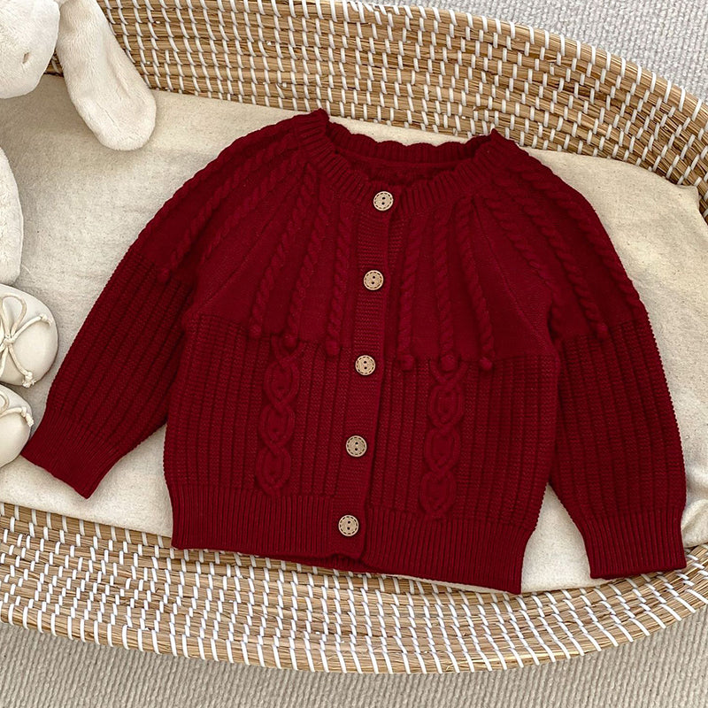 Neutrales Strickset für Mädchen (Rot und Weiß)