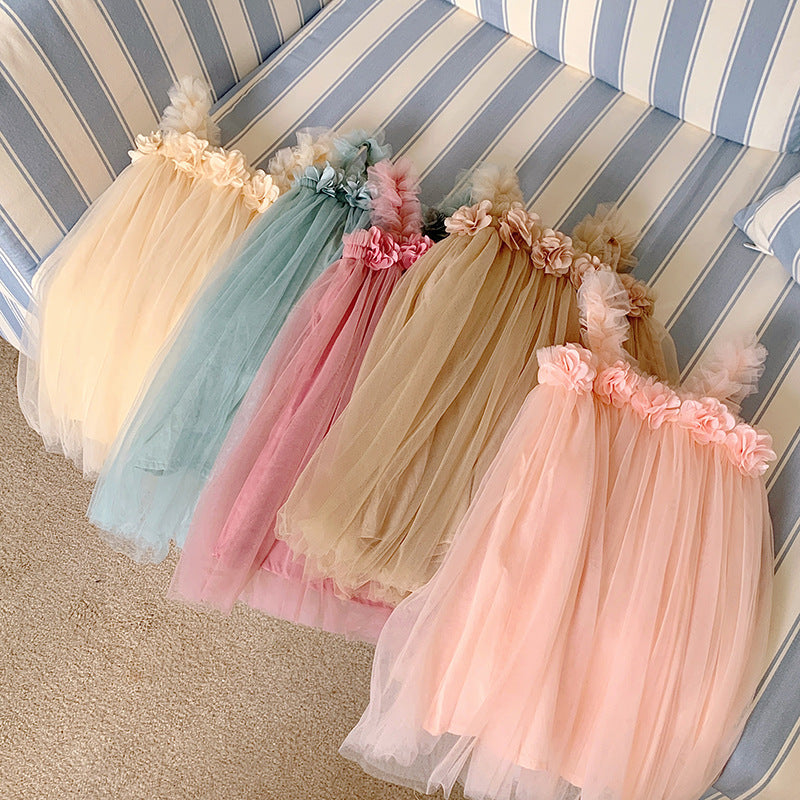 Sweet Rose Tutu Dress - Beige