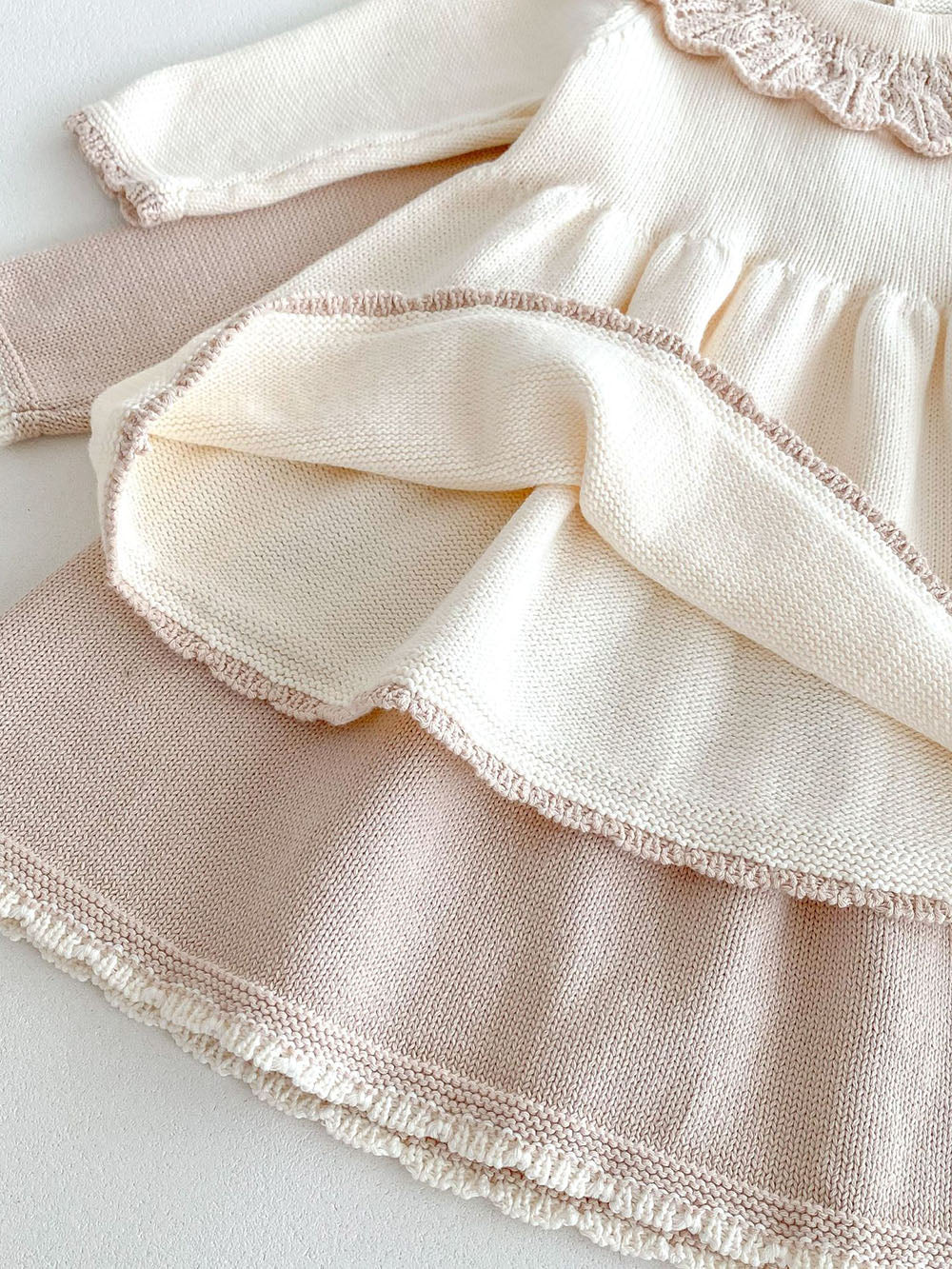 Girls Lace Neckline Knit Dress