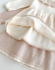 Girls Lace Neckline Knit Dress