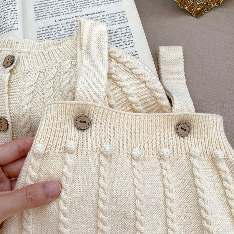 Neutrales Strickset für Mädchen (Rot und Weiß)