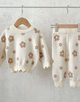 Daisy Knit & Pants Set - Brown & Cream