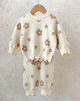 Daisy Knit & Pants Set - Brown & Cream