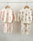 Daisy Knit & Pants Set - Brown & Cream