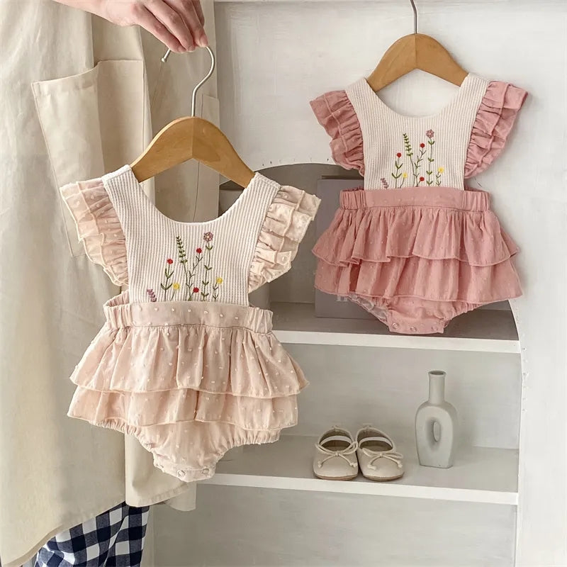 Floral Embroidery Romper