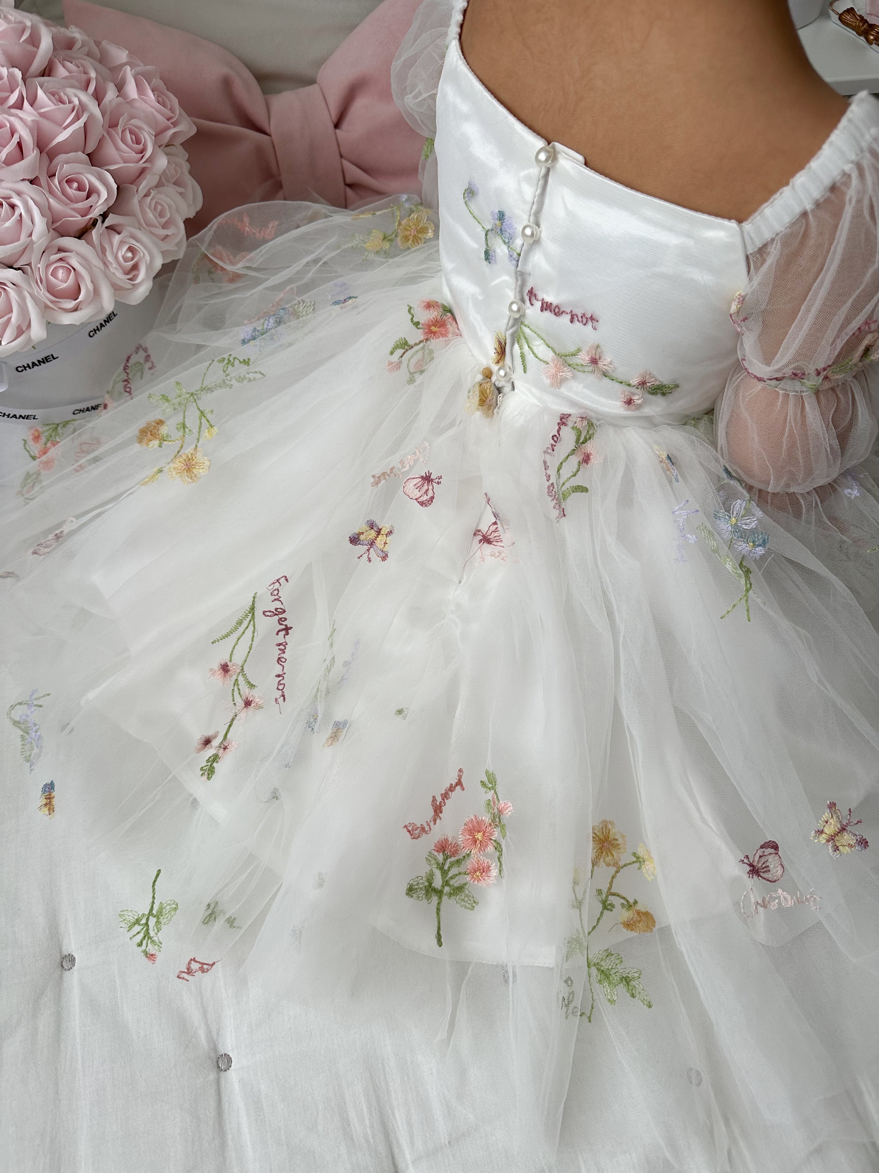 Floral White Party Dress