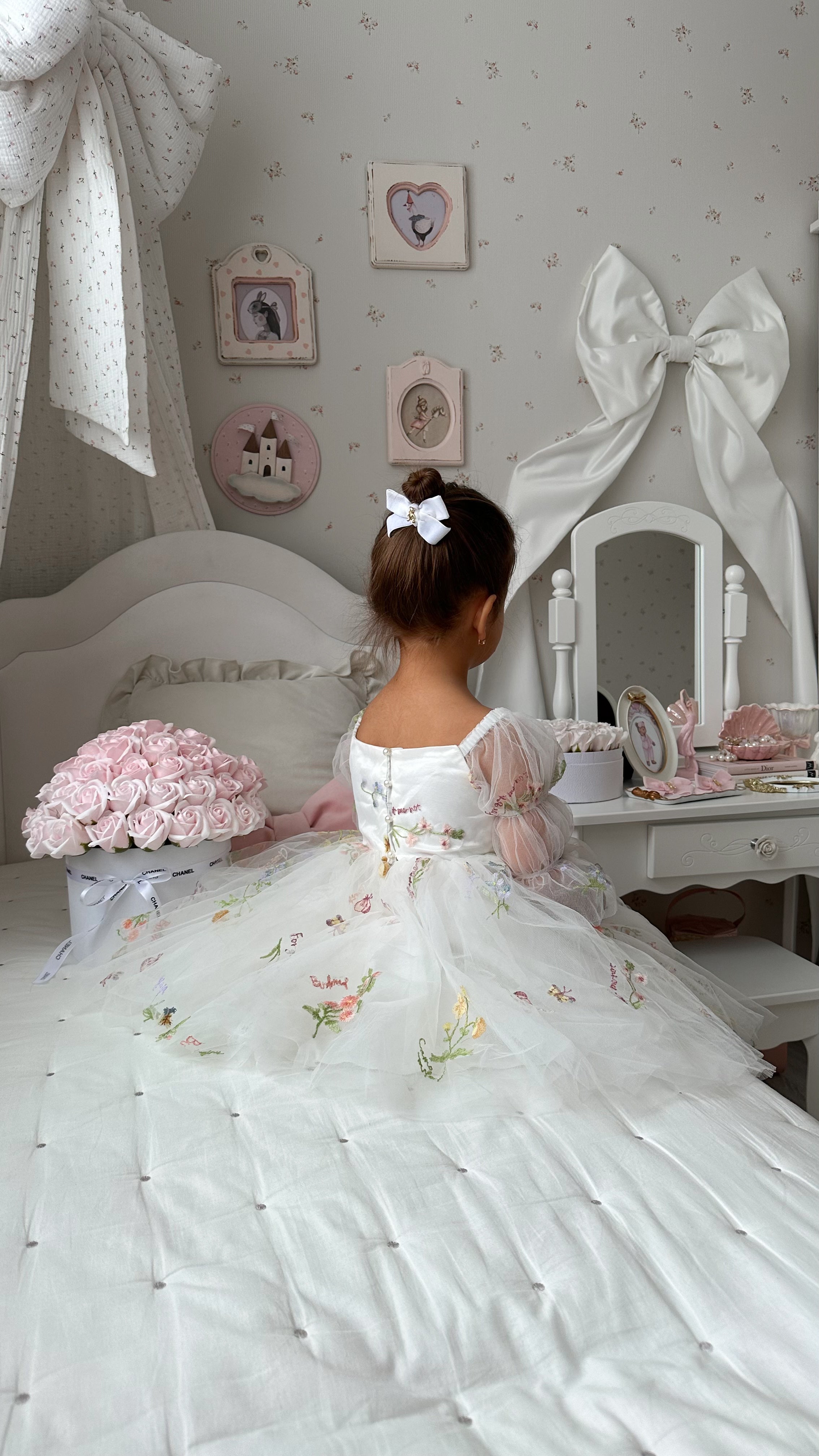 Floral White Party Dress