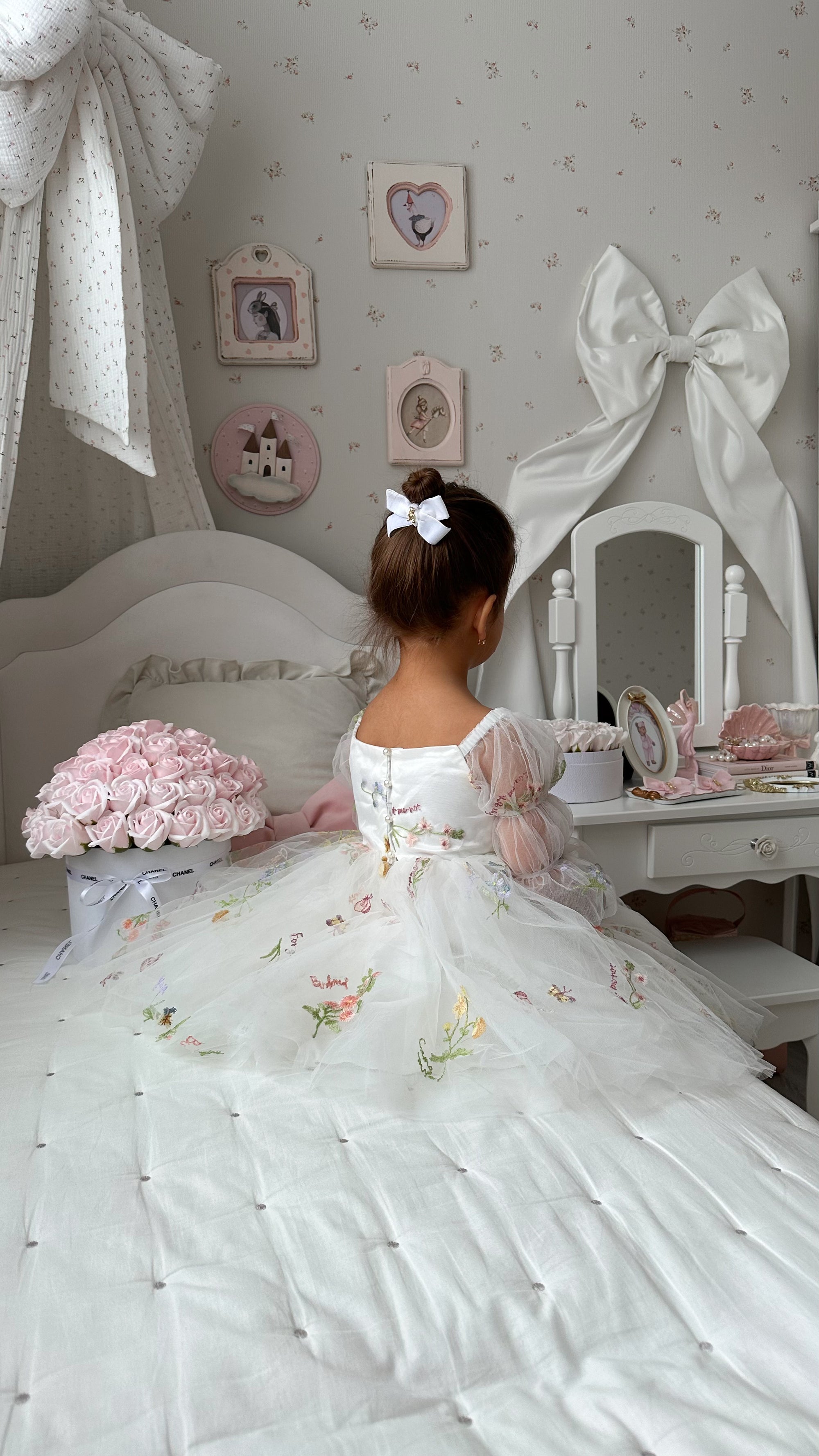 Floral White Party Dress