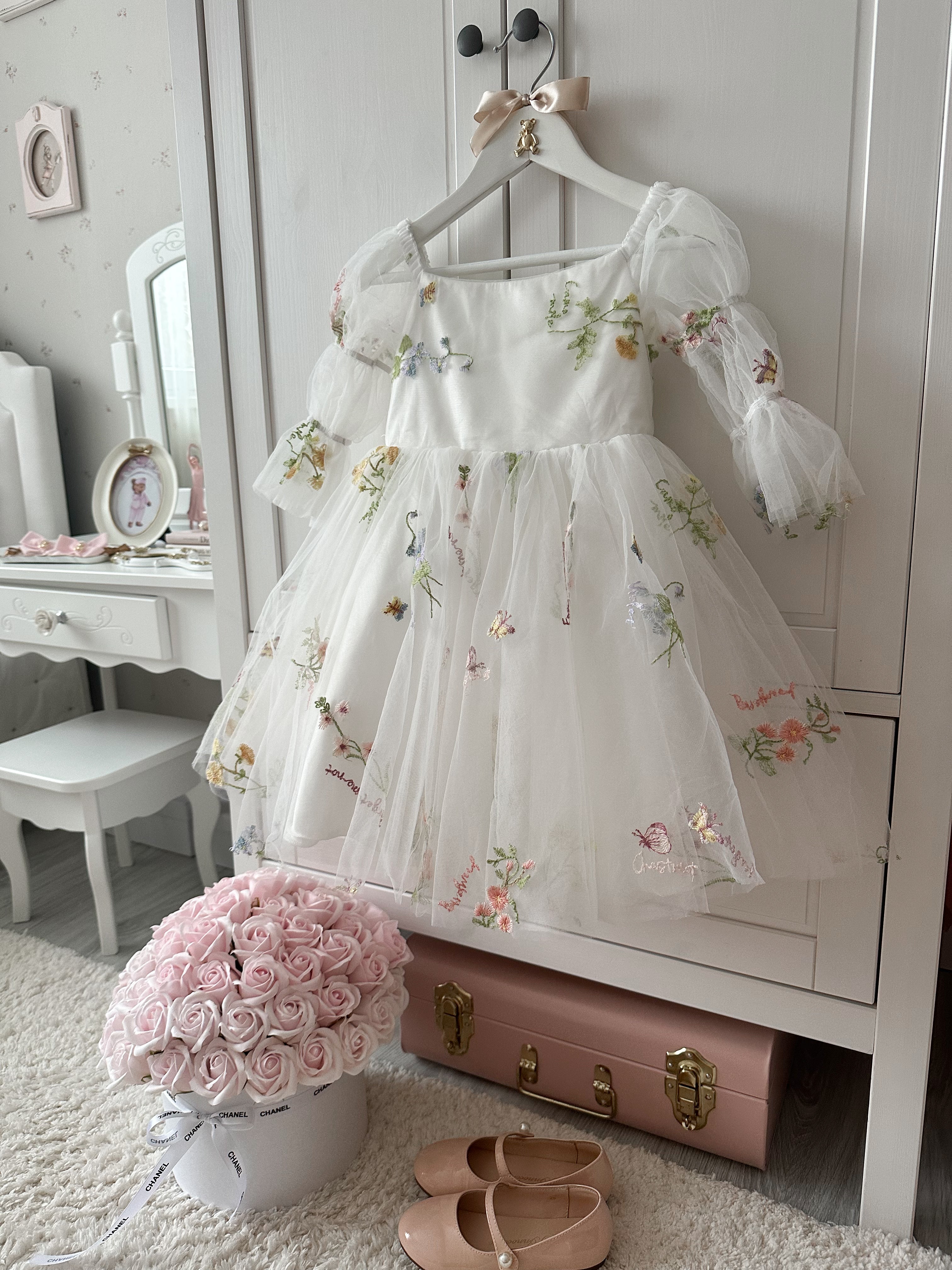 Floral White Party Dress