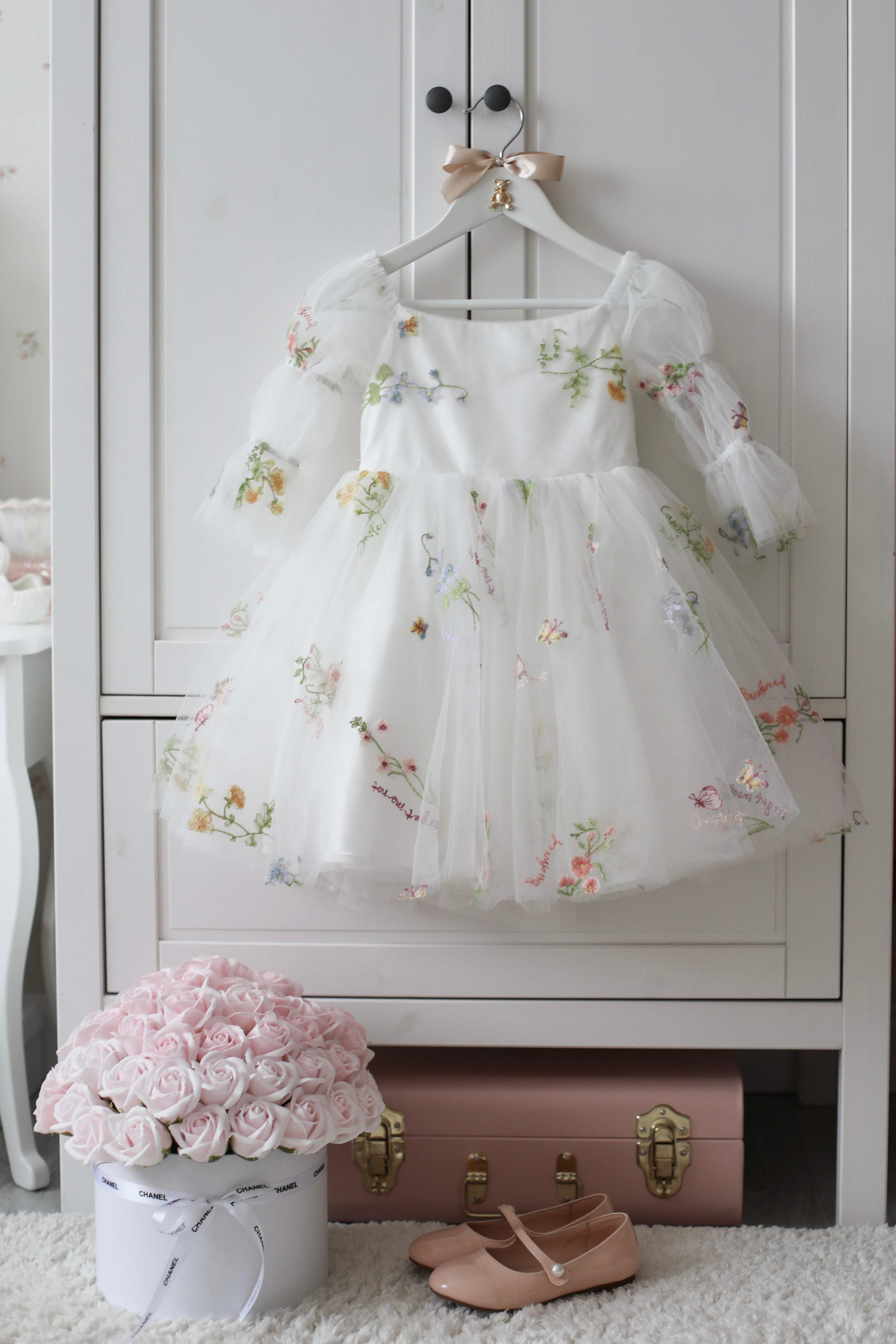 Floral White Party Dress