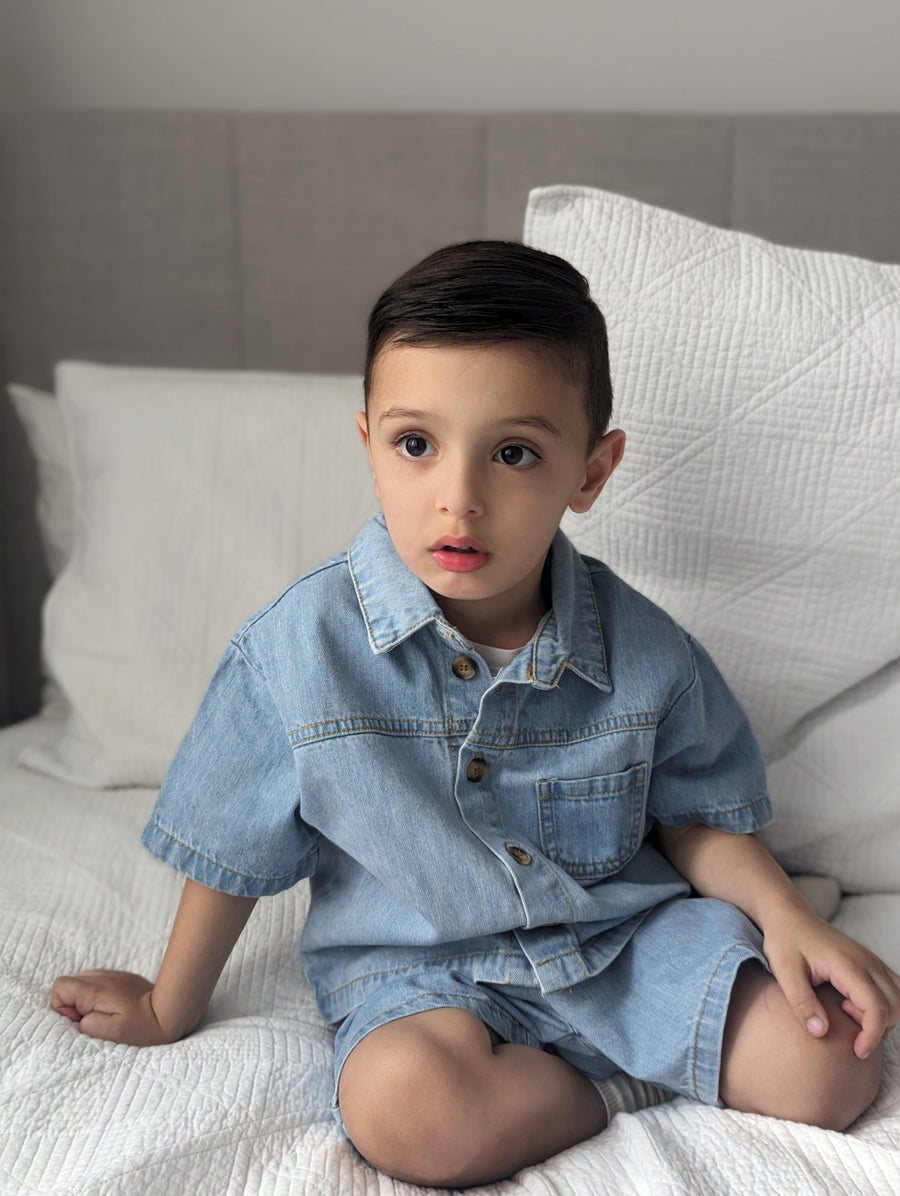 Denim Shirt & Shorts Set Mik & Me