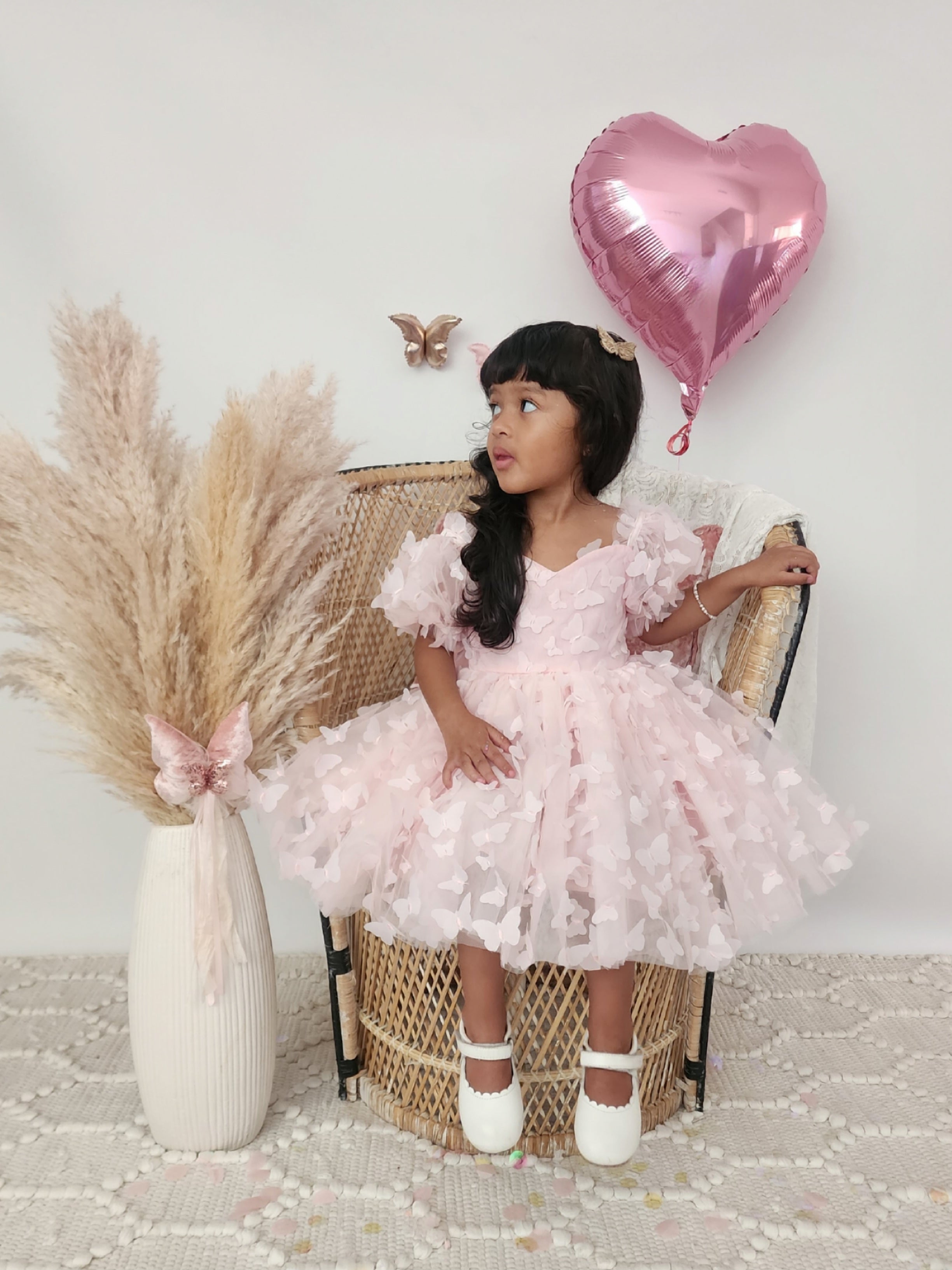 Pink Butterfly Puff Sleeve Dress - BEST SELLER 🩷