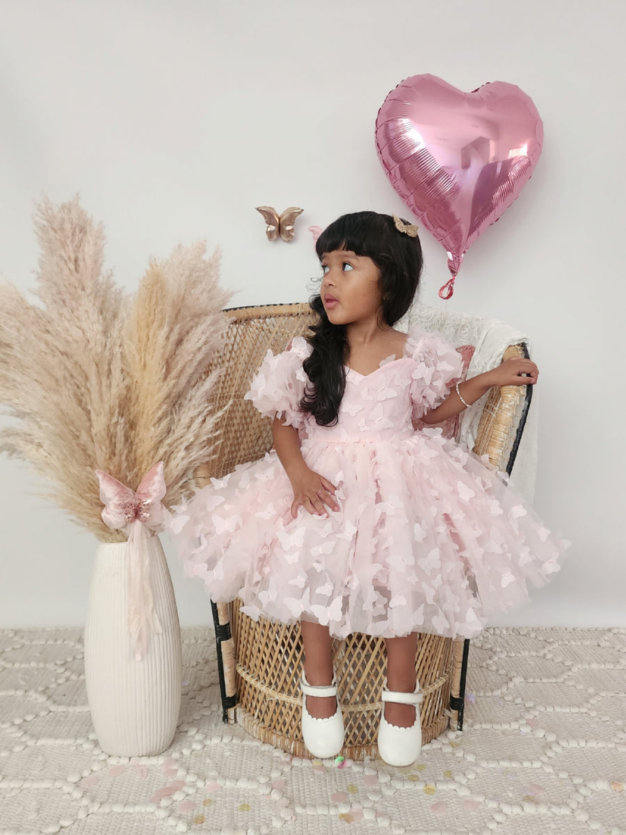 Pink Butterfly Puff Sleeve Dress - BEST SELLER 🩷