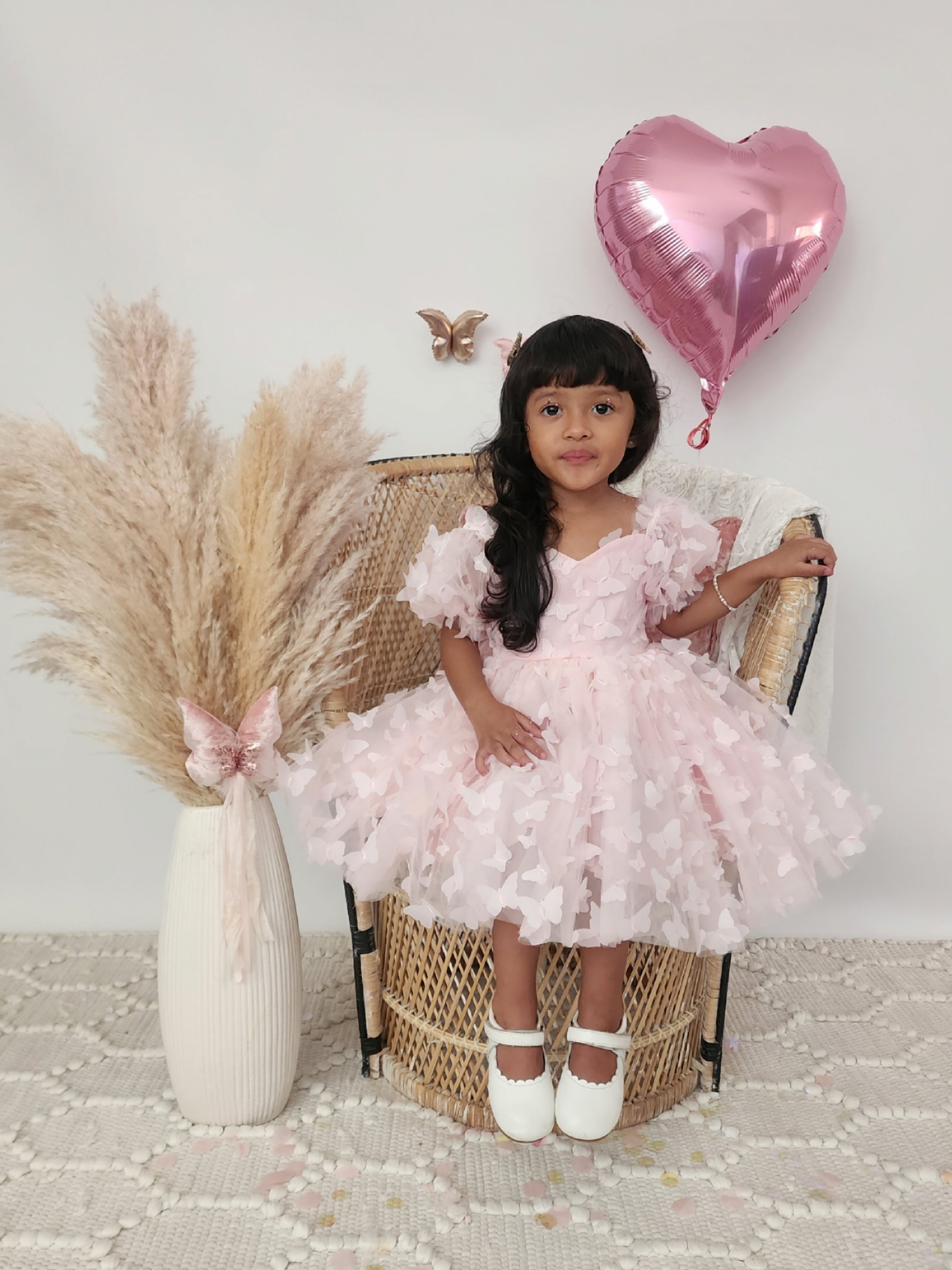 Pink Butterfly Puff Sleeve Dress - BEST SELLER 🩷