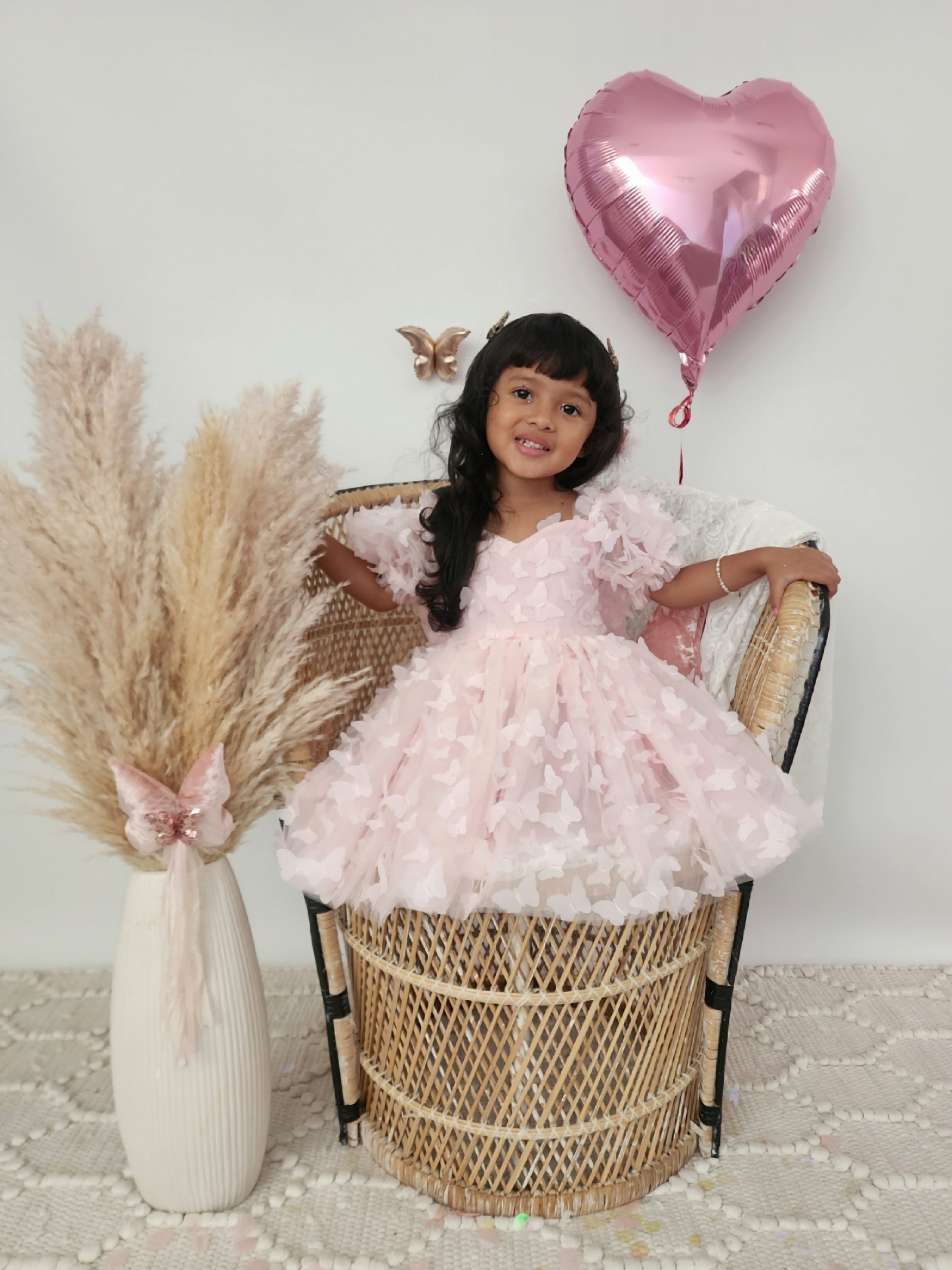 Pink Butterfly Puff Sleeve Dress - BEST SELLER 🩷