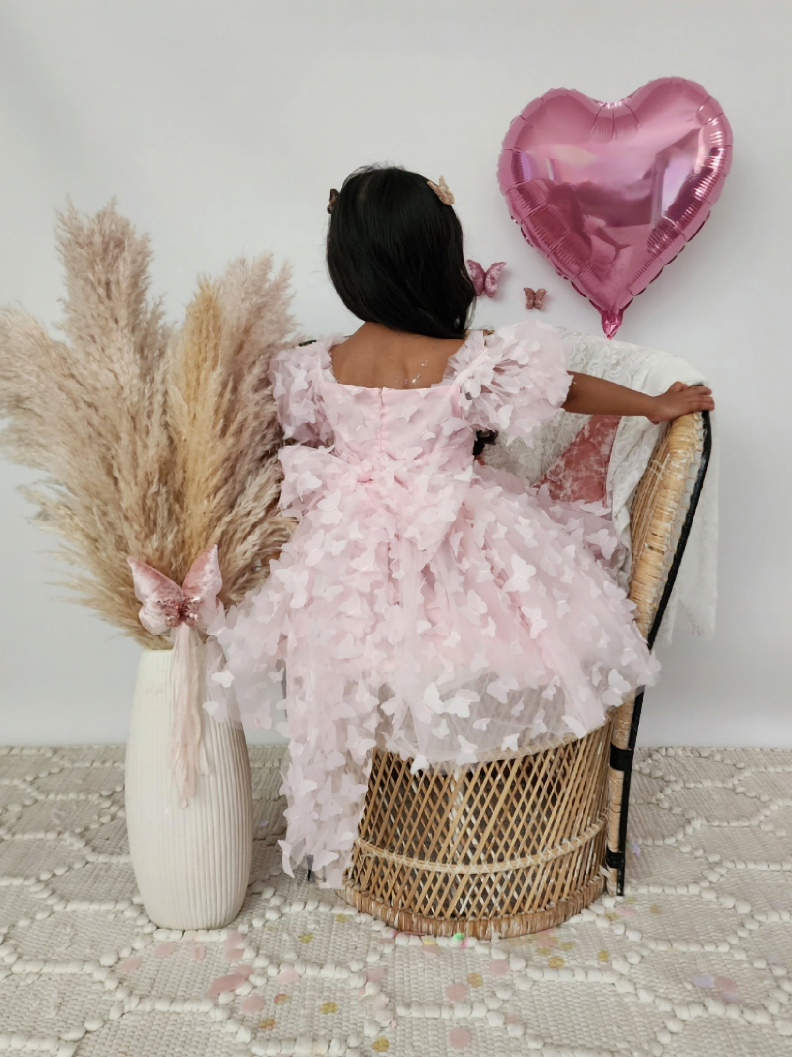 Pink Butterfly Puff Sleeve Dress - BEST SELLER 🩷