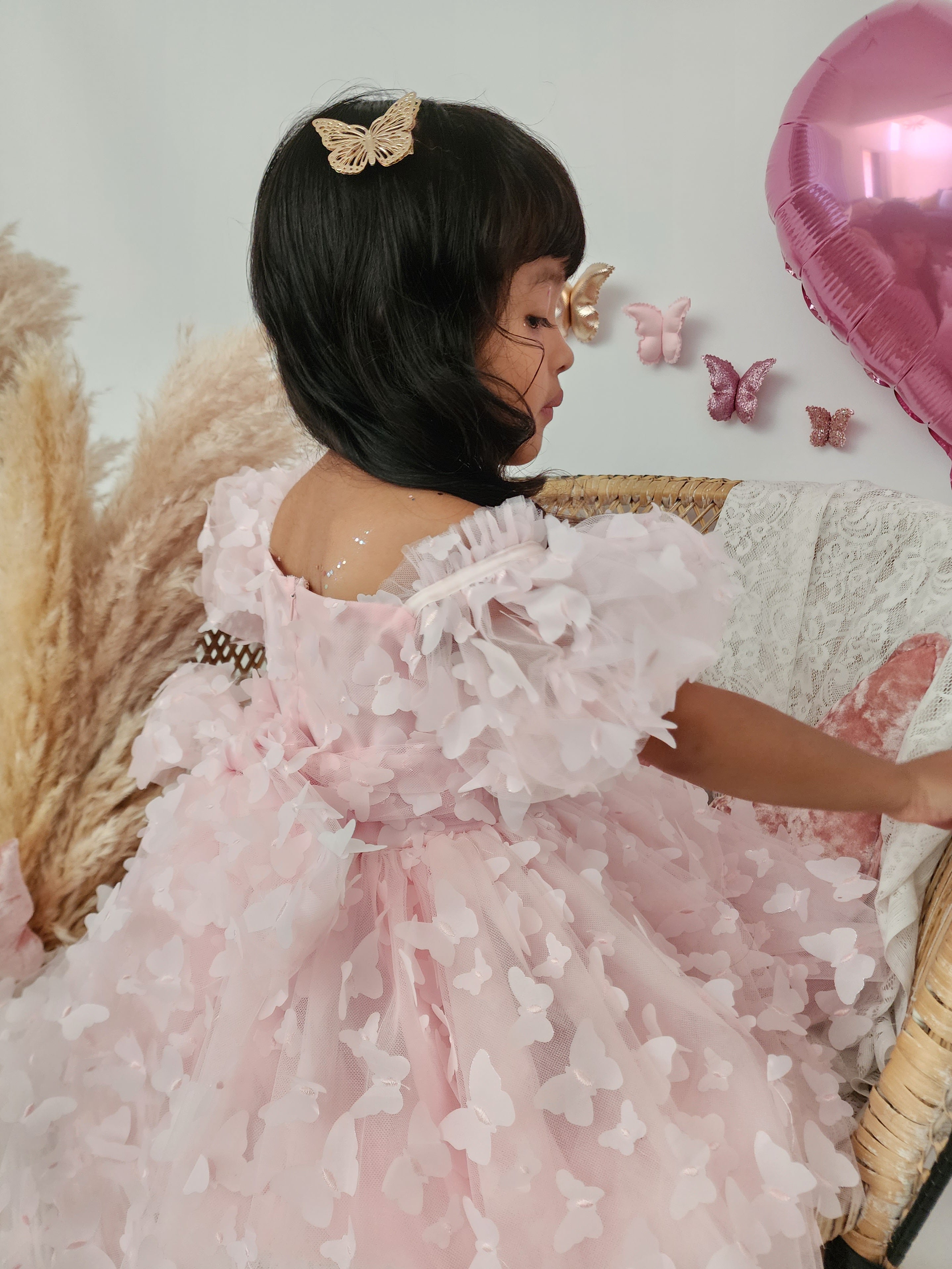 Pink Butterfly Puff Sleeve Dress - BEST SELLER 🩷