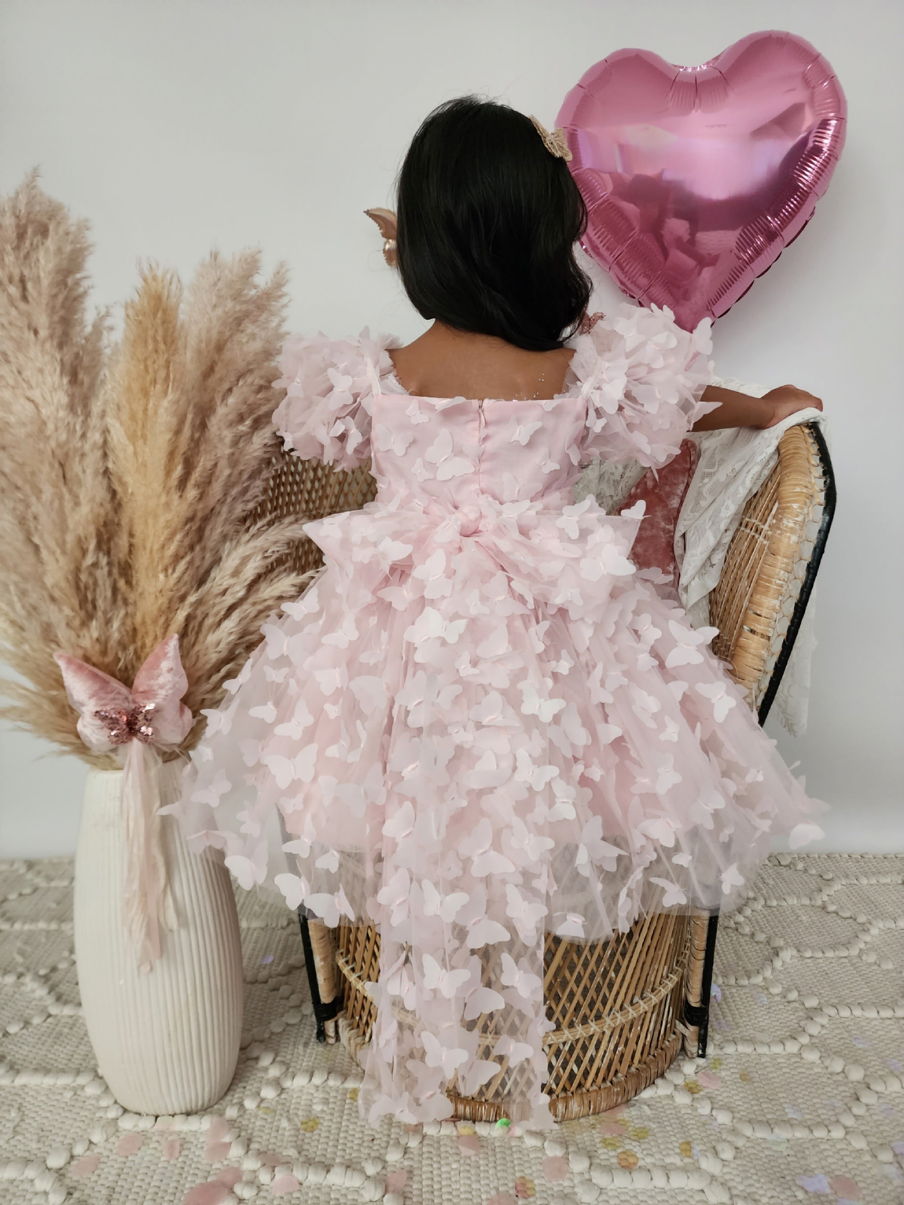 Pink Butterfly Puff Sleeve Dress - BEST SELLER 🩷