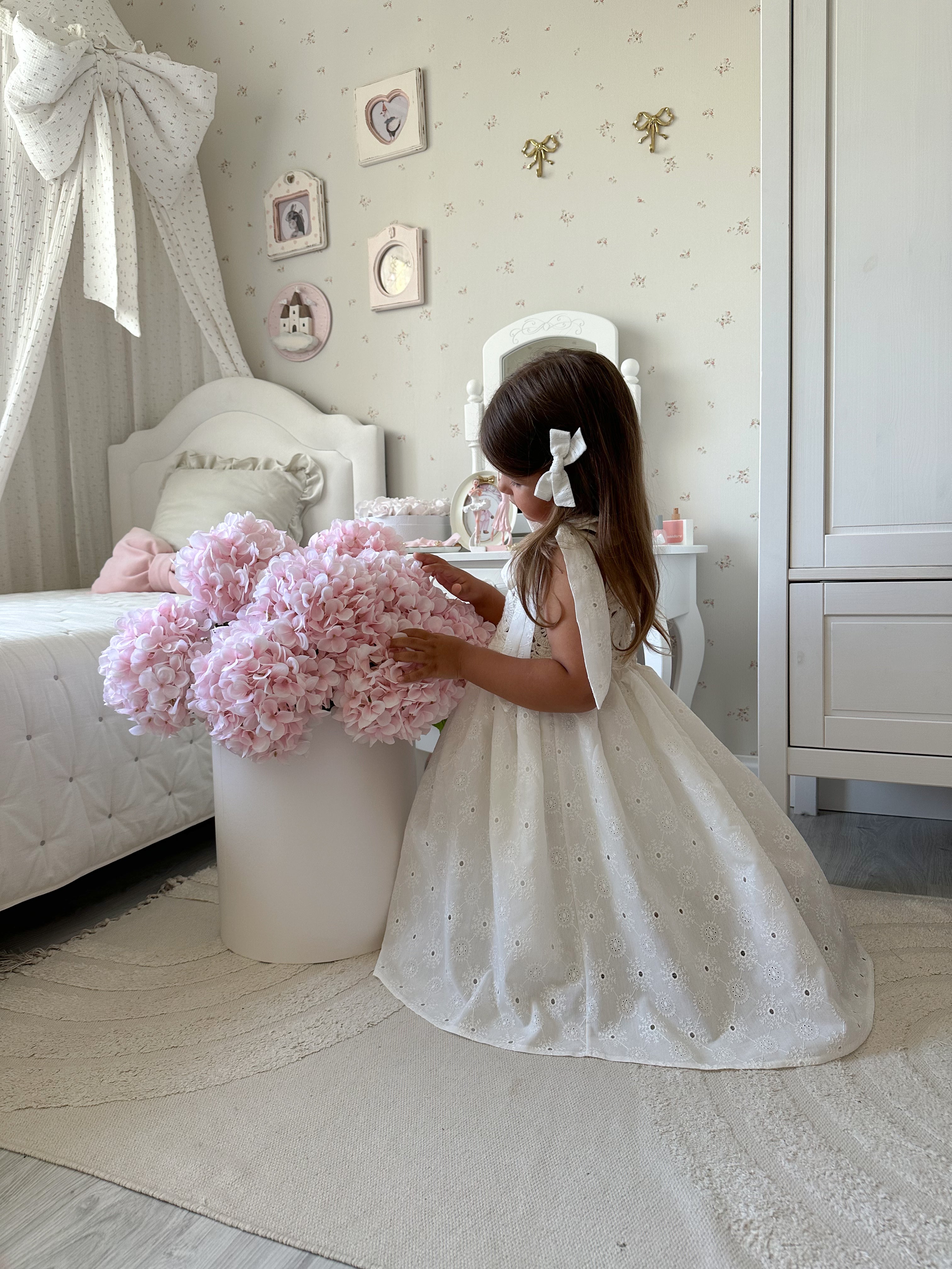 Arabella Handmade Ivory Crochet Girls Dress 🤍