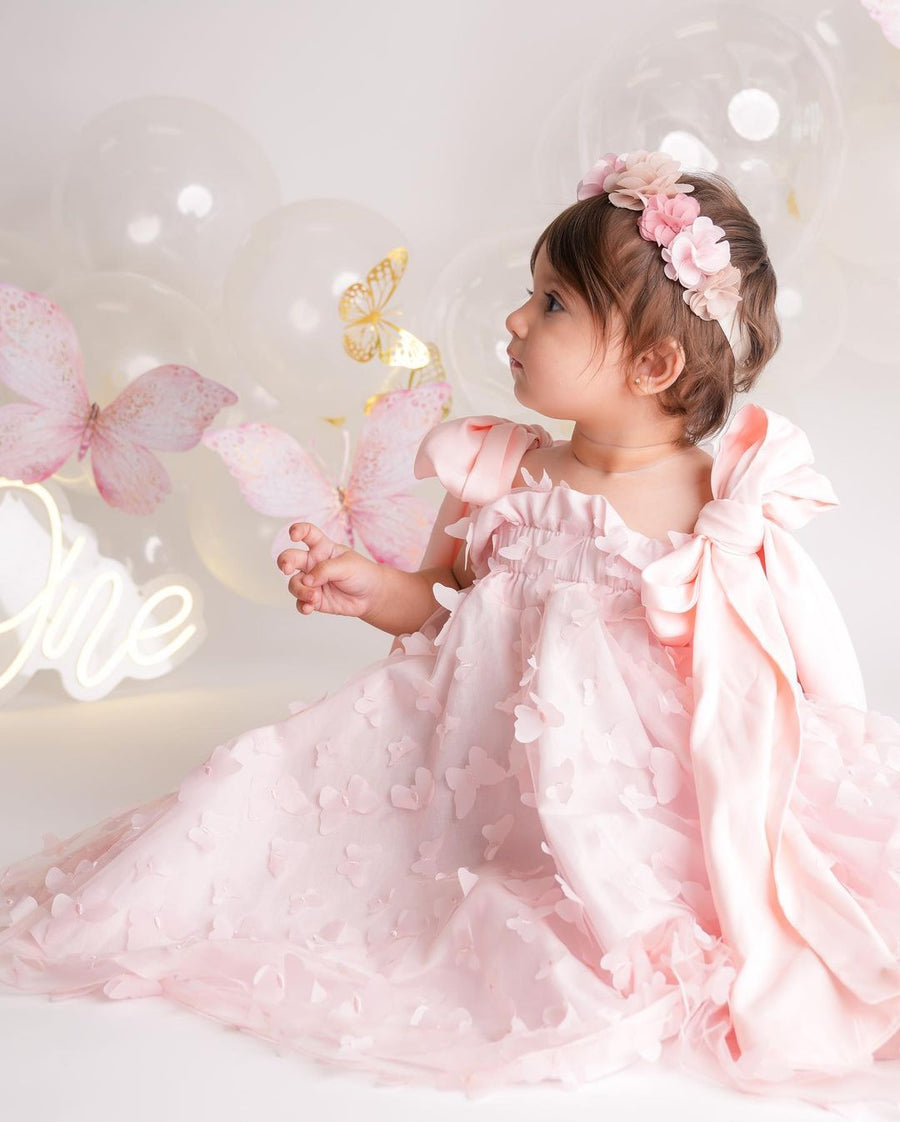 Sophie Butterfly Dress & Hair Bow - Pink (Made to order)