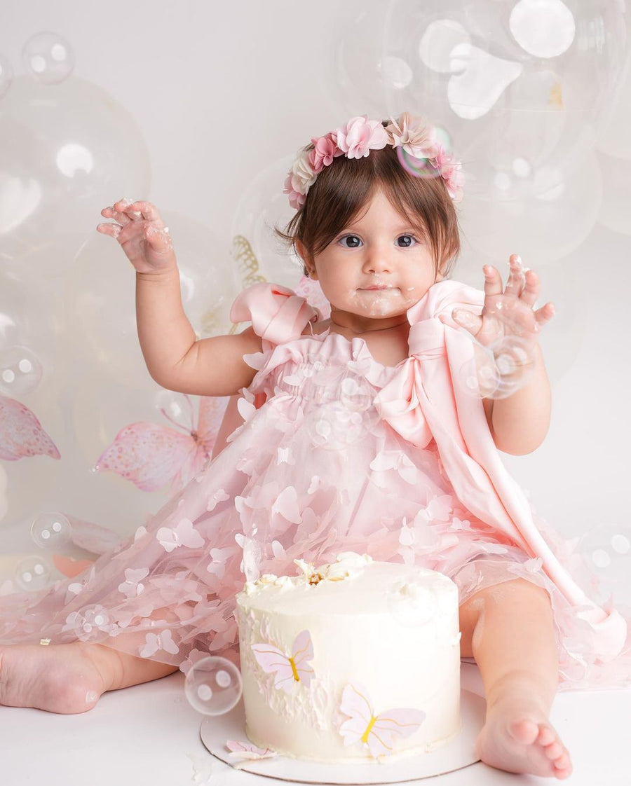 Sophie Butterfly Dress & Hair Bow - Pink (Made to order)