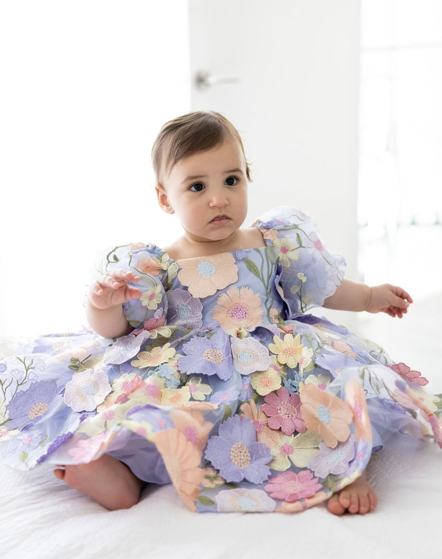 Mirabella Lace Dress & Hair Bow   - Lilac Love (Made to order)
