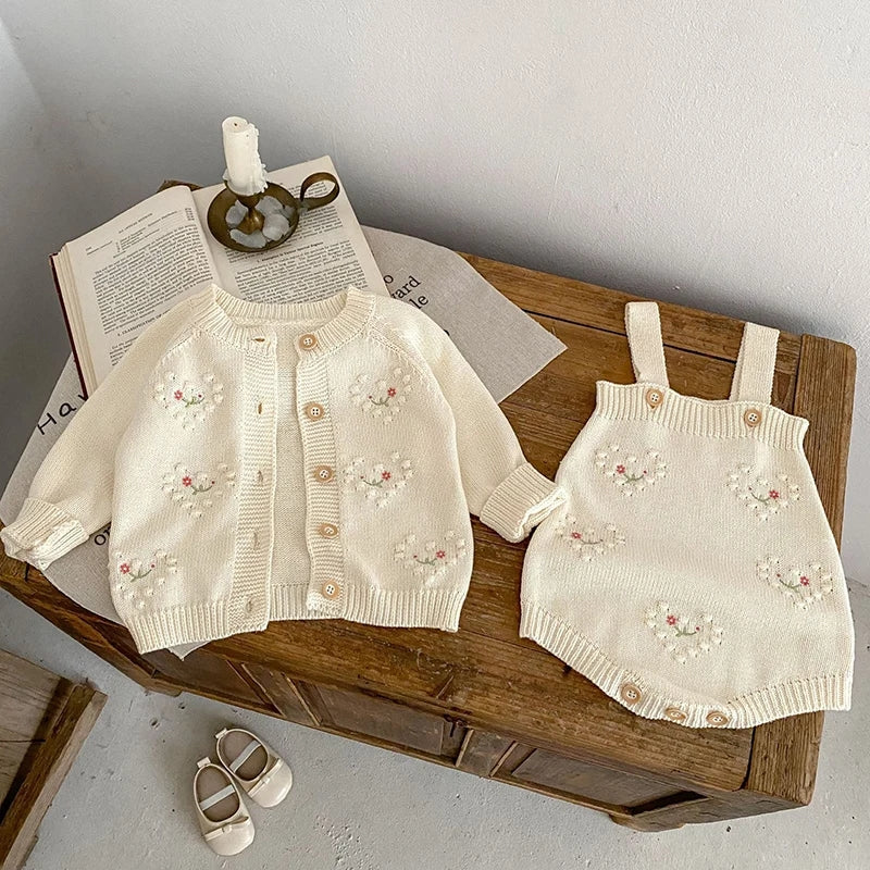 Girls Floral Knit Set