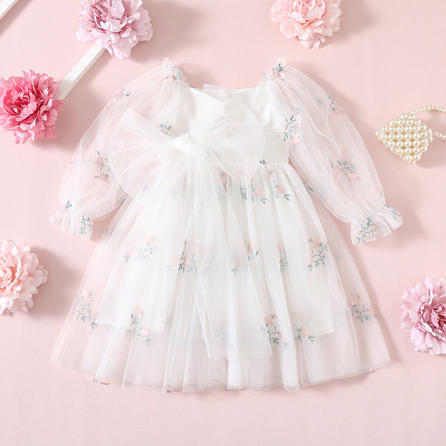 Floral Embroidery Girl Dress