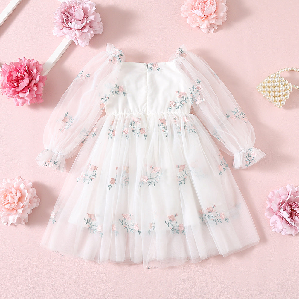Floral Embroidery Girl Dress