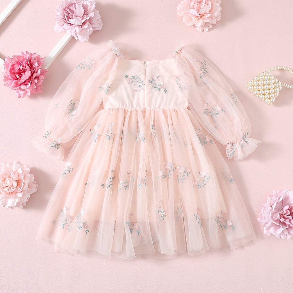 Floral Embroidery Girl Dress