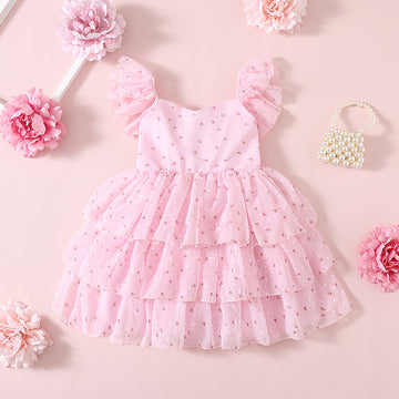 Floral Girls Party Dress - Pink