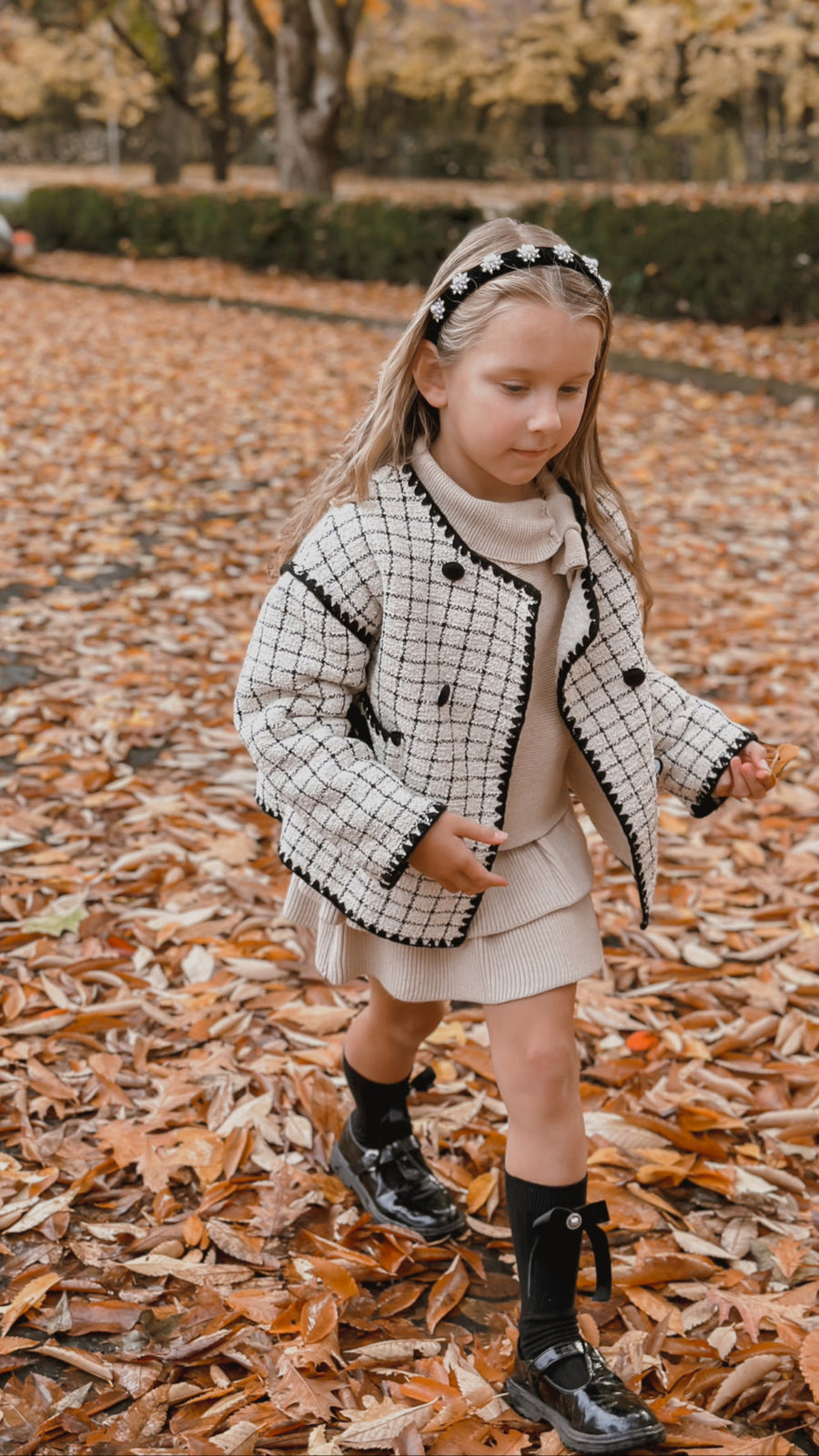 Tweed Girls Jacket With Sherpa Lining