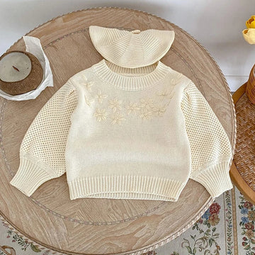 Floral Puff Sleeve Knit Top