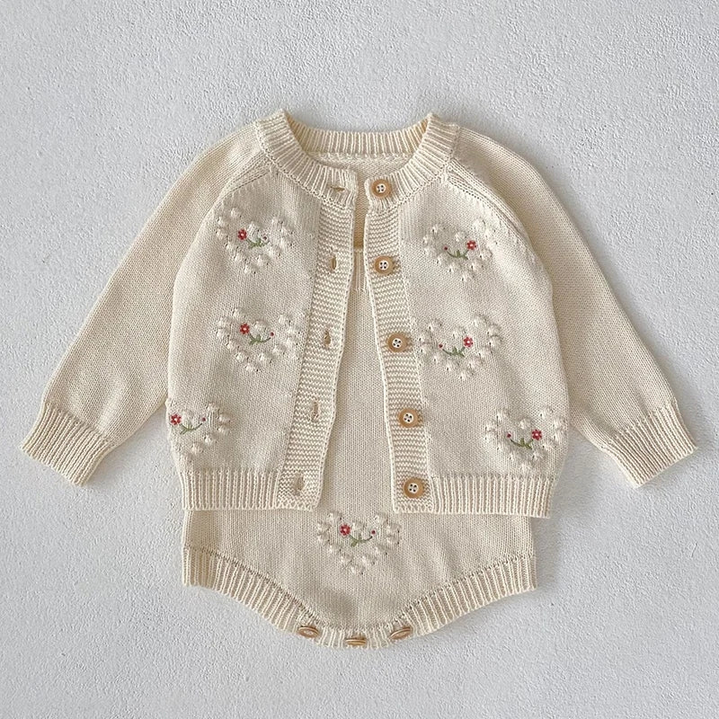 Girls Floral Knit Set