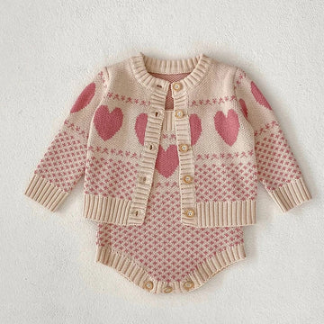Girls Love Heart Knit Set