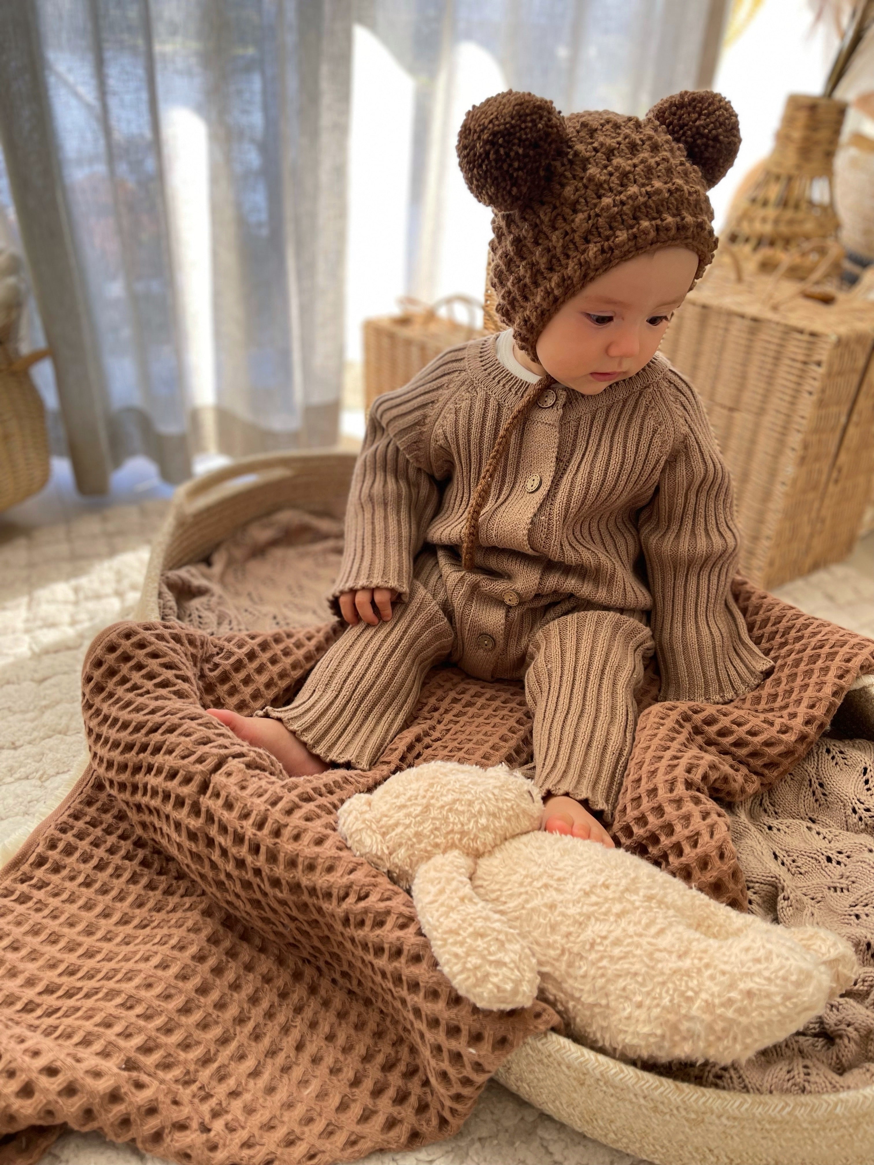 Neutral Knit Onesie - Brown