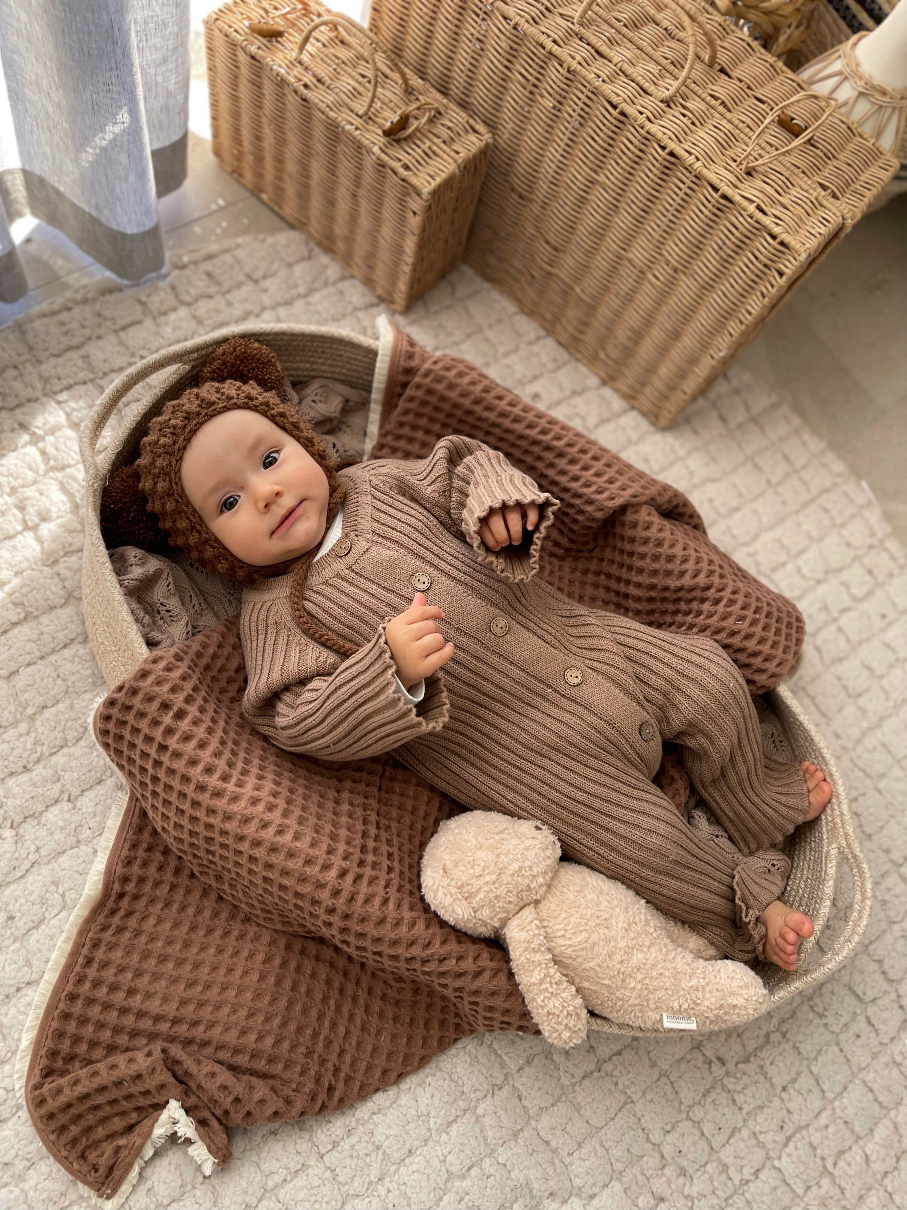 Neutral Knit Onesie - Brown