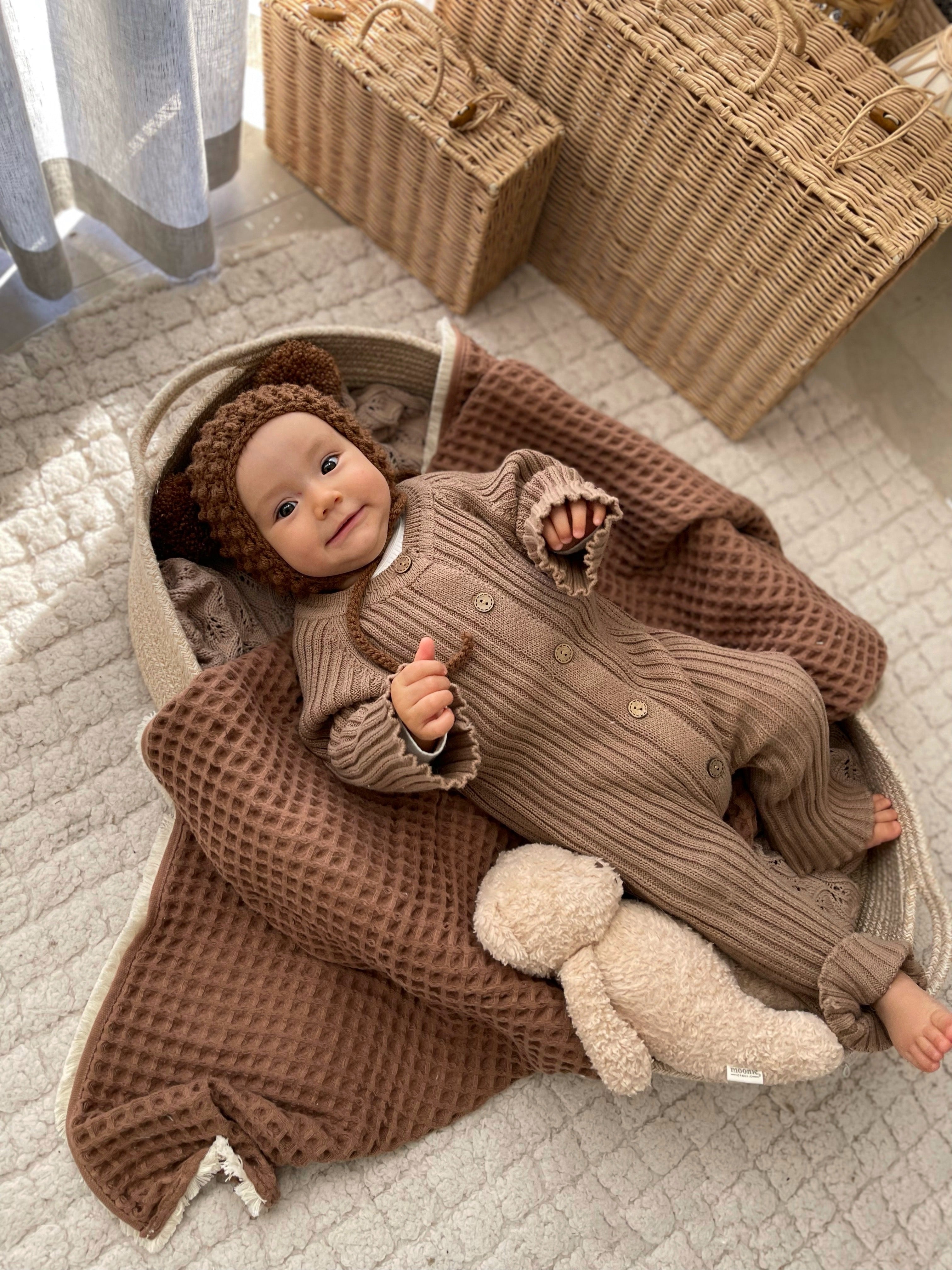 Neutral Knit Onesie - Brown