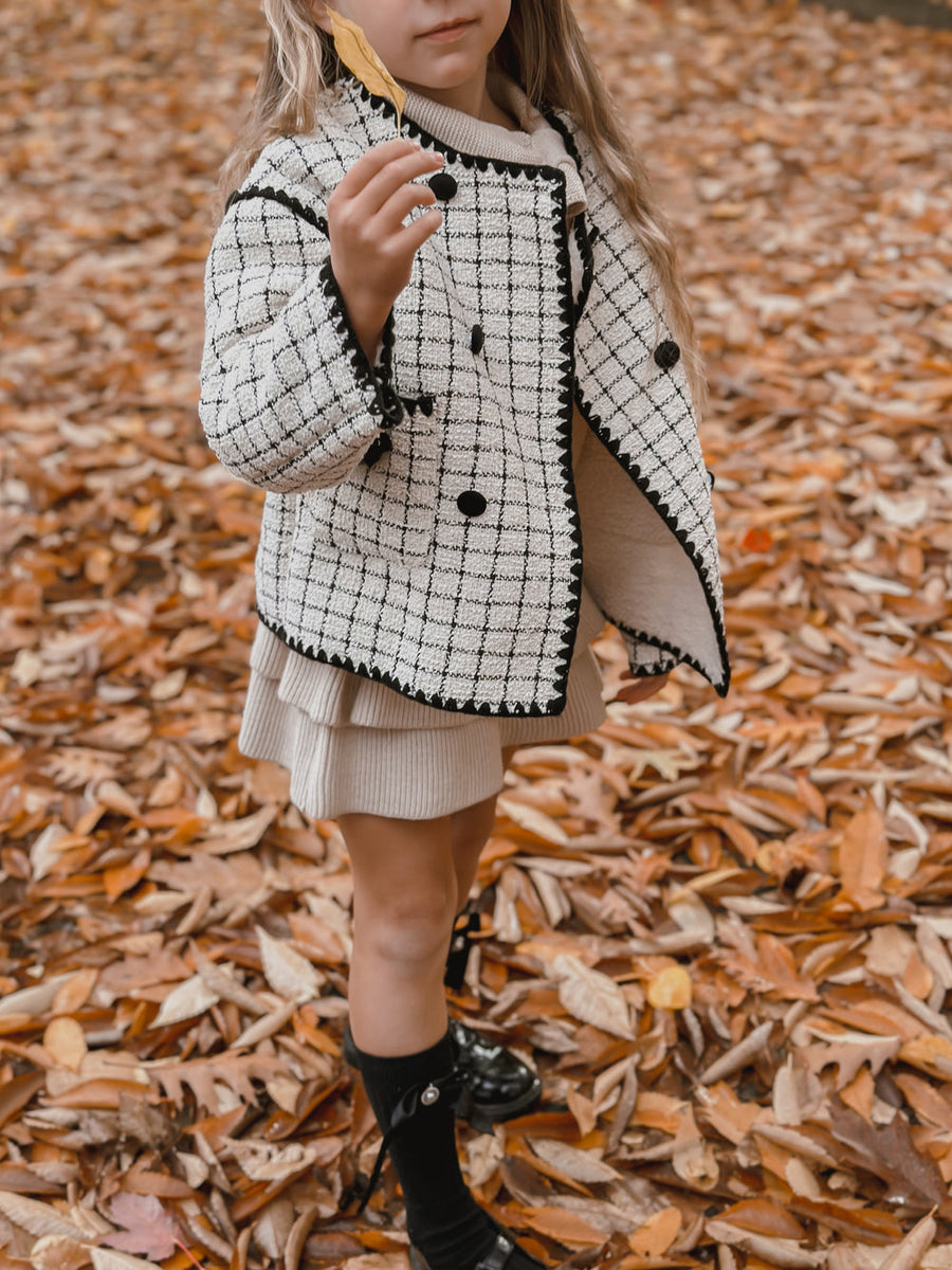 Tweed Girls Jacket With Sherpa Lining