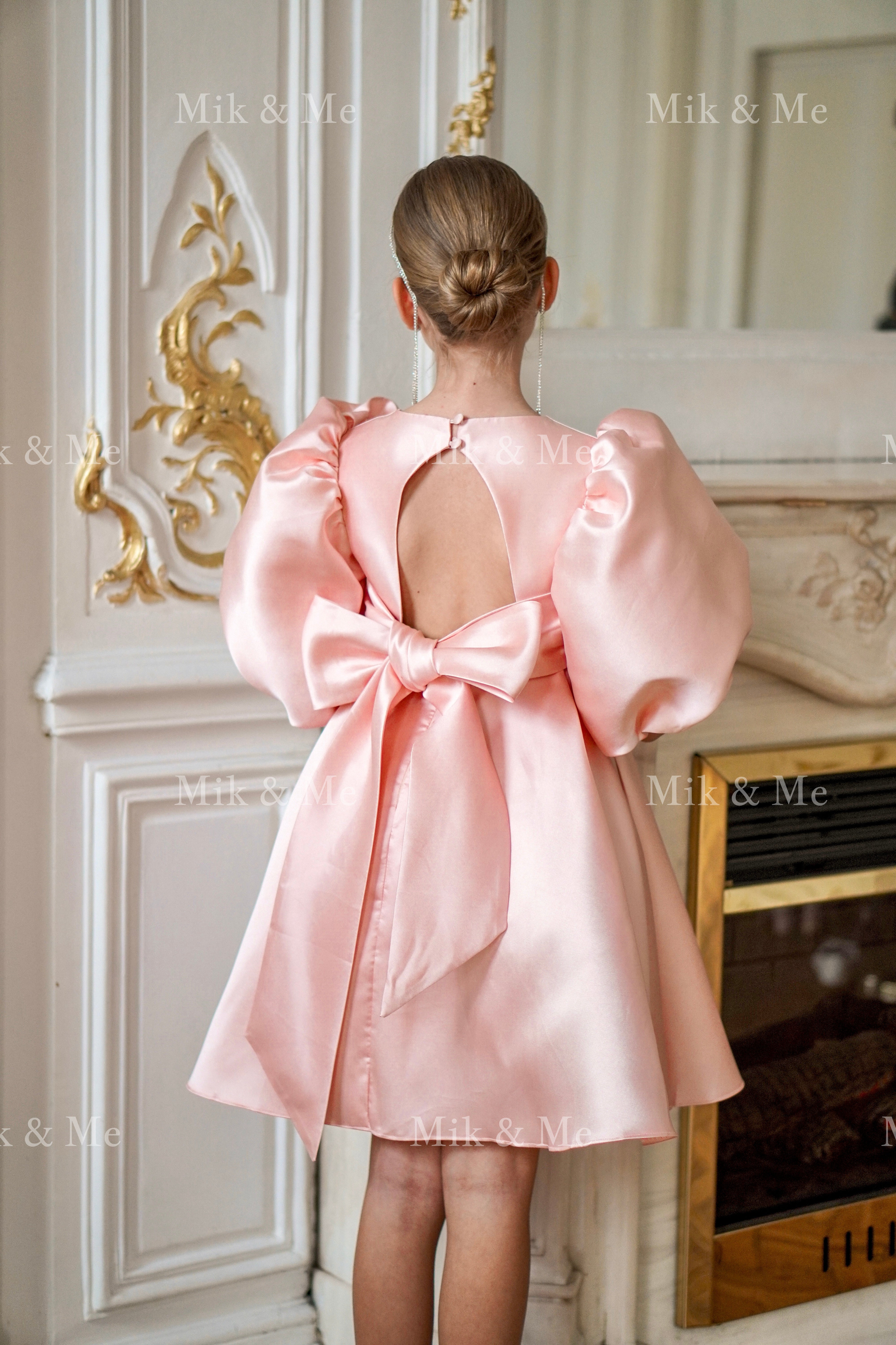 Beatrice Special Occasion Satin Girls Dress (Made to order) MK006