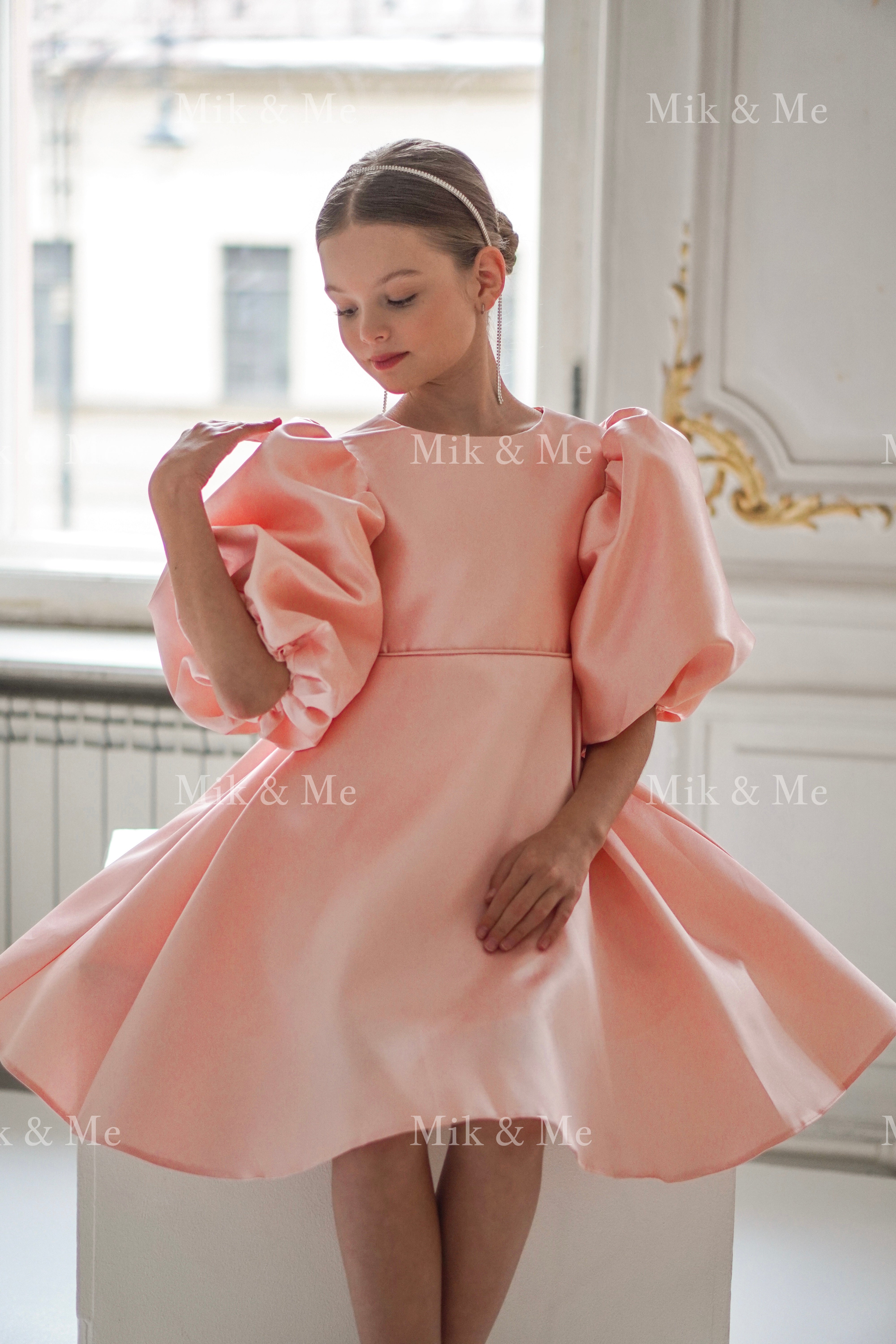 Beatrice Special Occasion Satin Girls Dress (Made to order) MK006