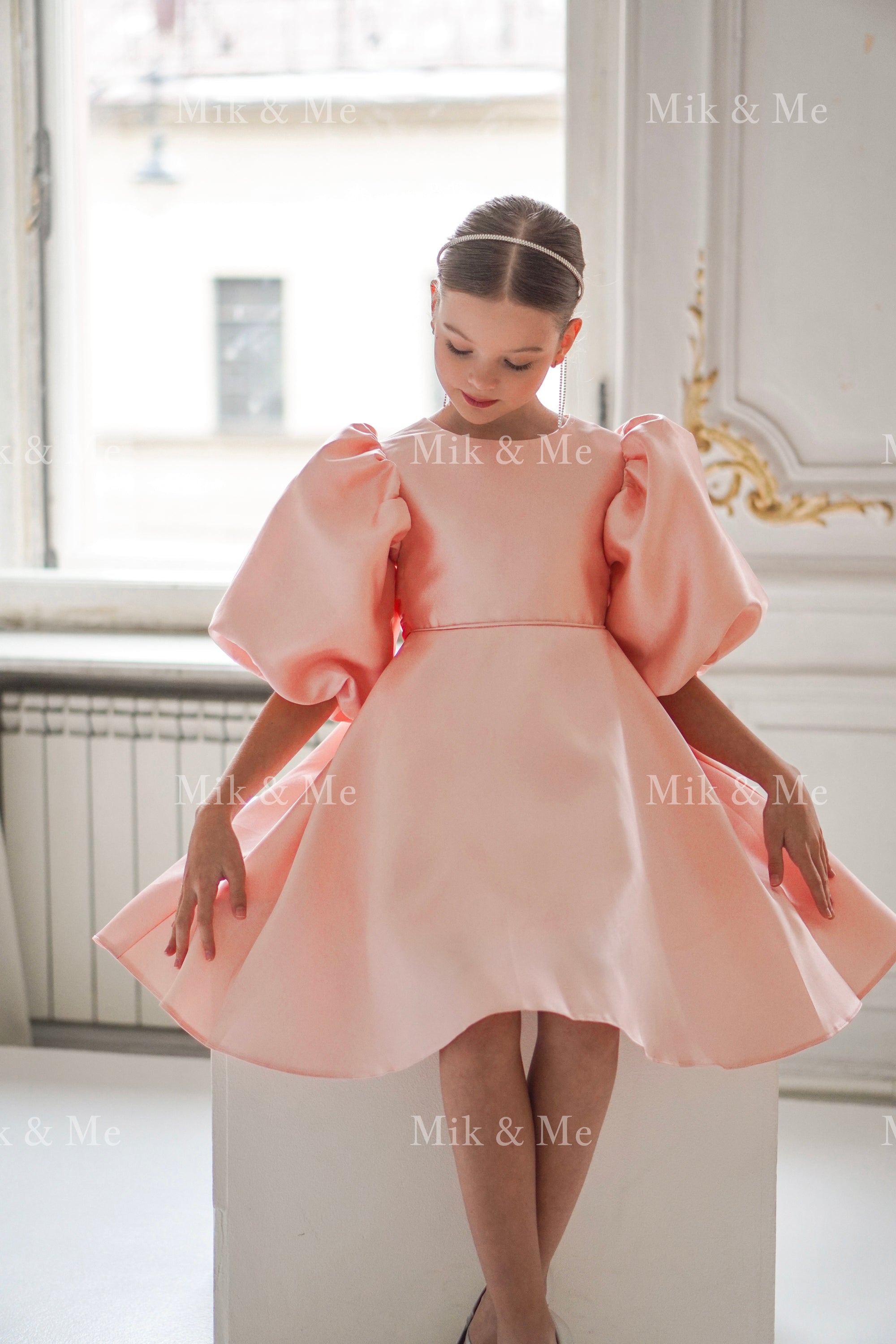 Beatrice Special Occasion Satin Girls Dress (Made to order) MK006