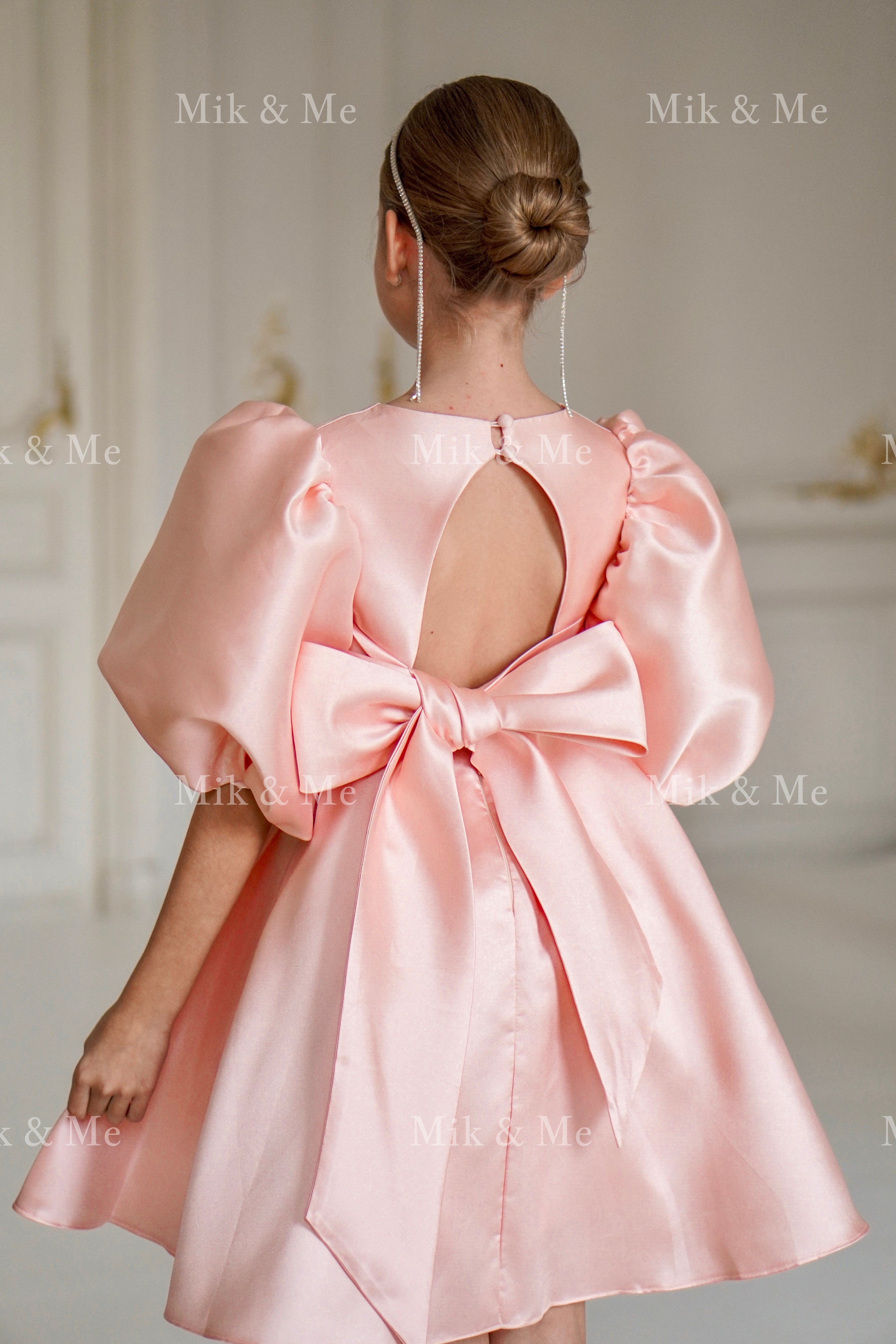 Beatrice Special Occasion Satin Girls Dress (Made to order) MK006