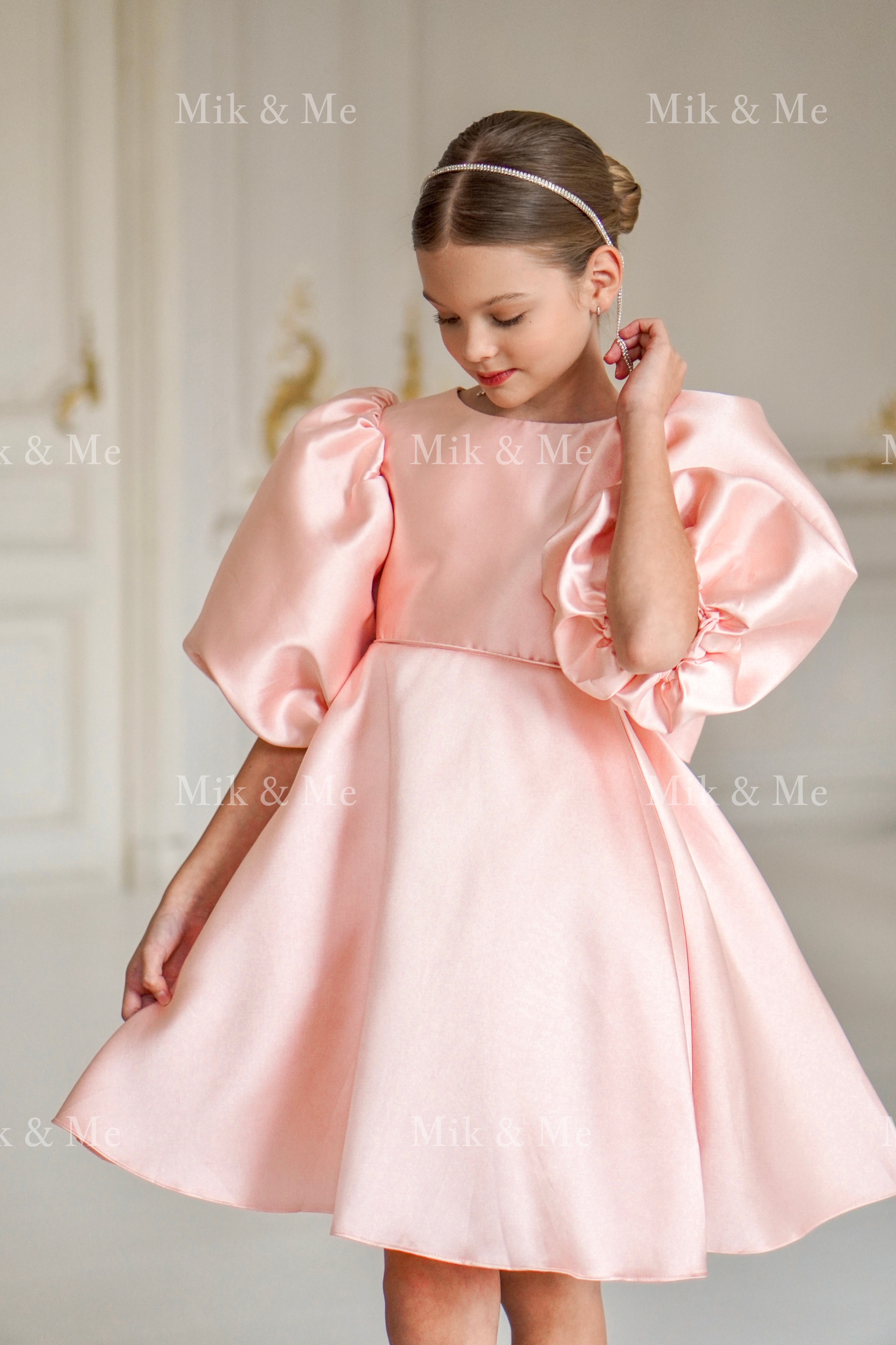 Beatrice Special Occasion Satin Girls Dress (Made to order) MK006