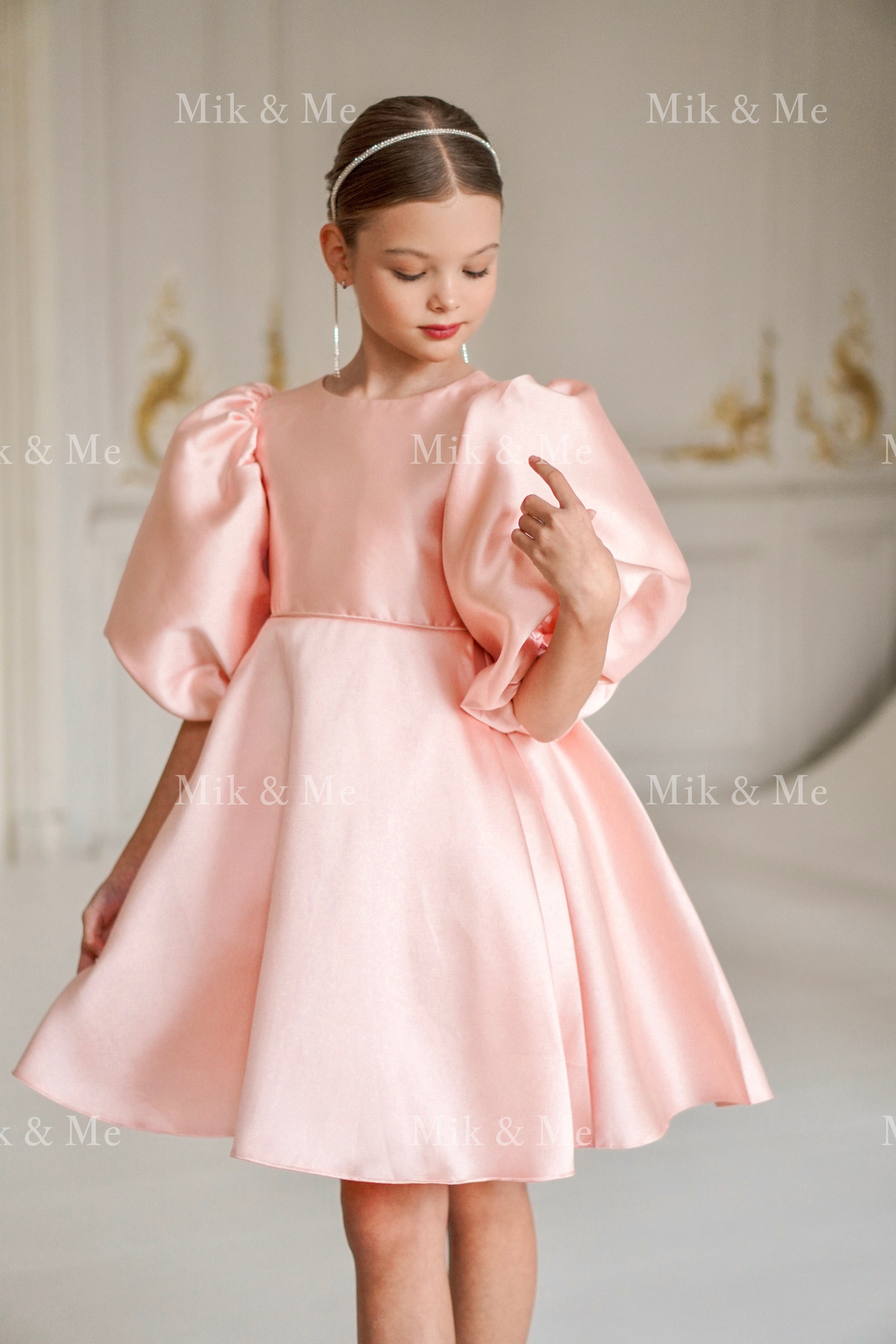 Beatrice Special Occasion Satin Girls Dress (Made to order) MK006