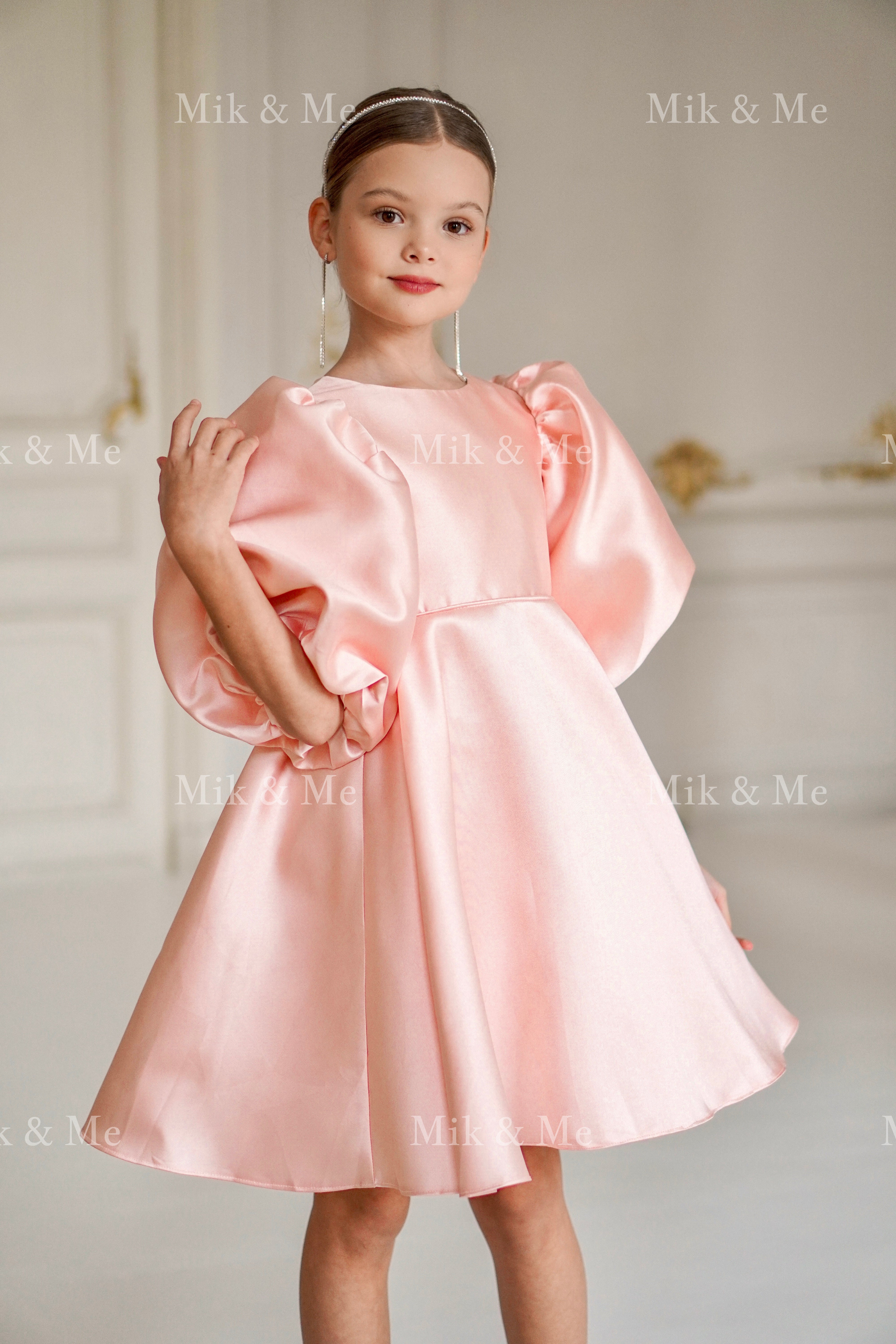 Beatrice Special Occasion Satin Girls Dress (Made to order) MK006