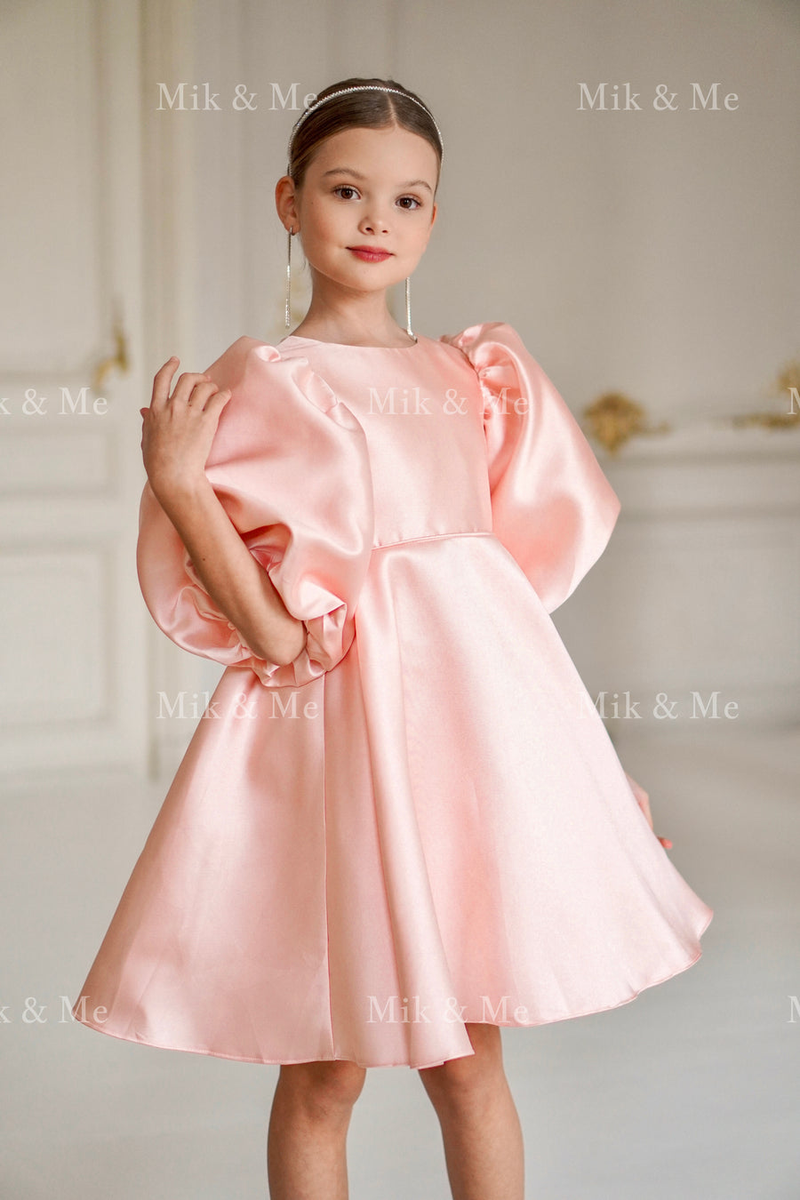 Beatrice Special Occasion Satin Girls Dress (Made to order)